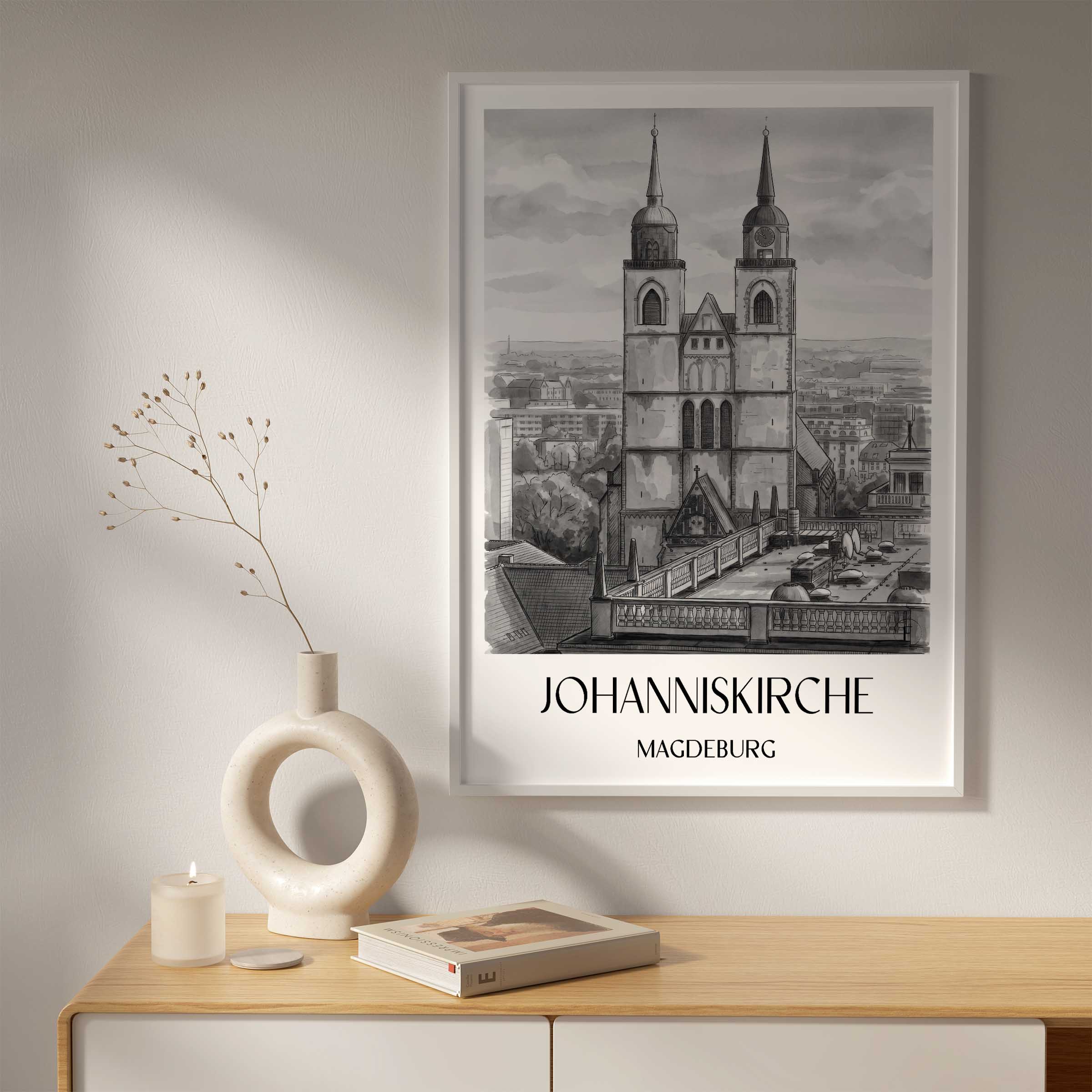 johanniskirche-magdeburg-deutschland-poster-aquarell-schwarz-weiss