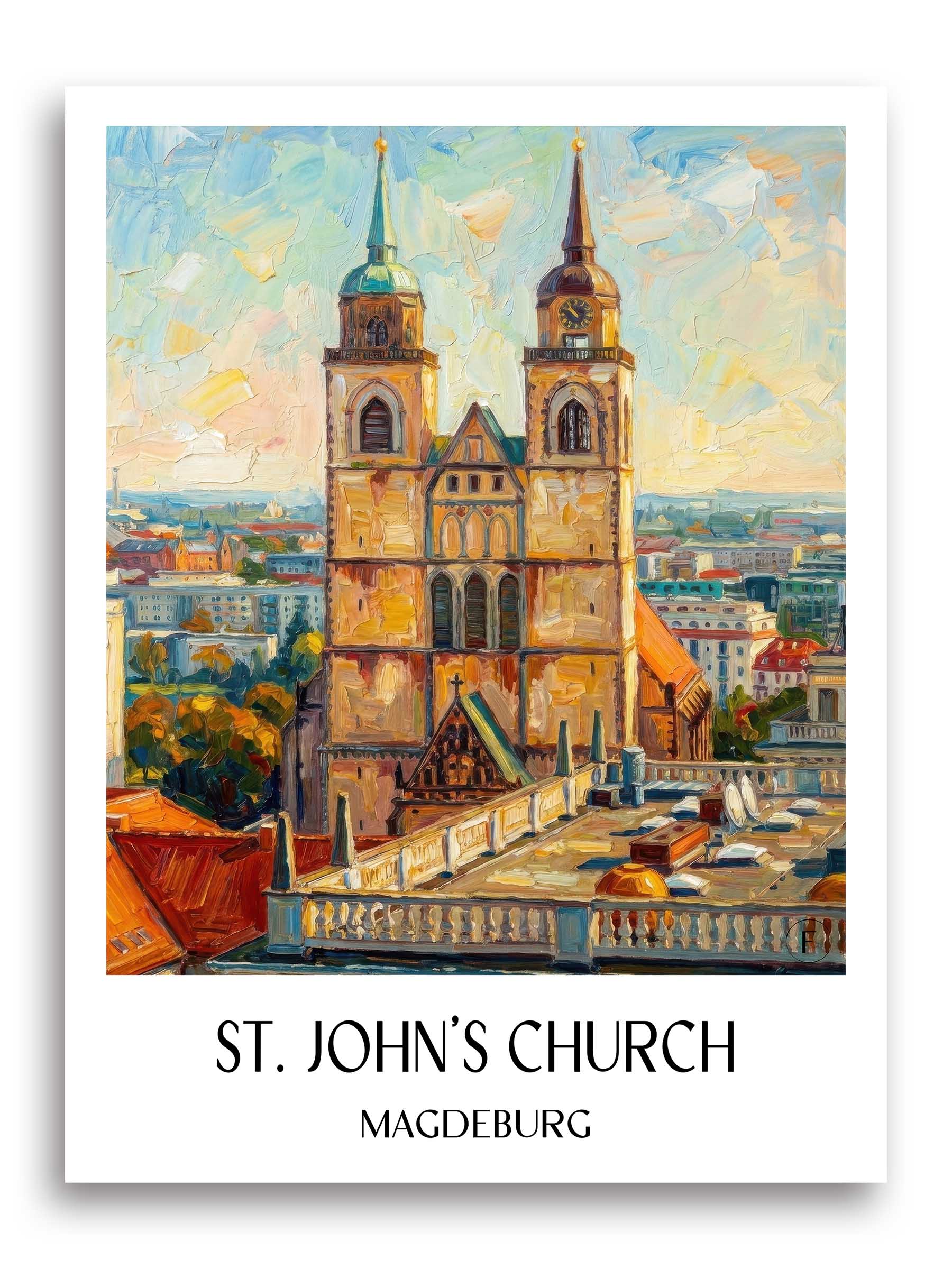 Johanniskirche Poster - Magdeburg - Deutschland Kunstdruck - Ölgemälde von A4 bis A1 - favplace