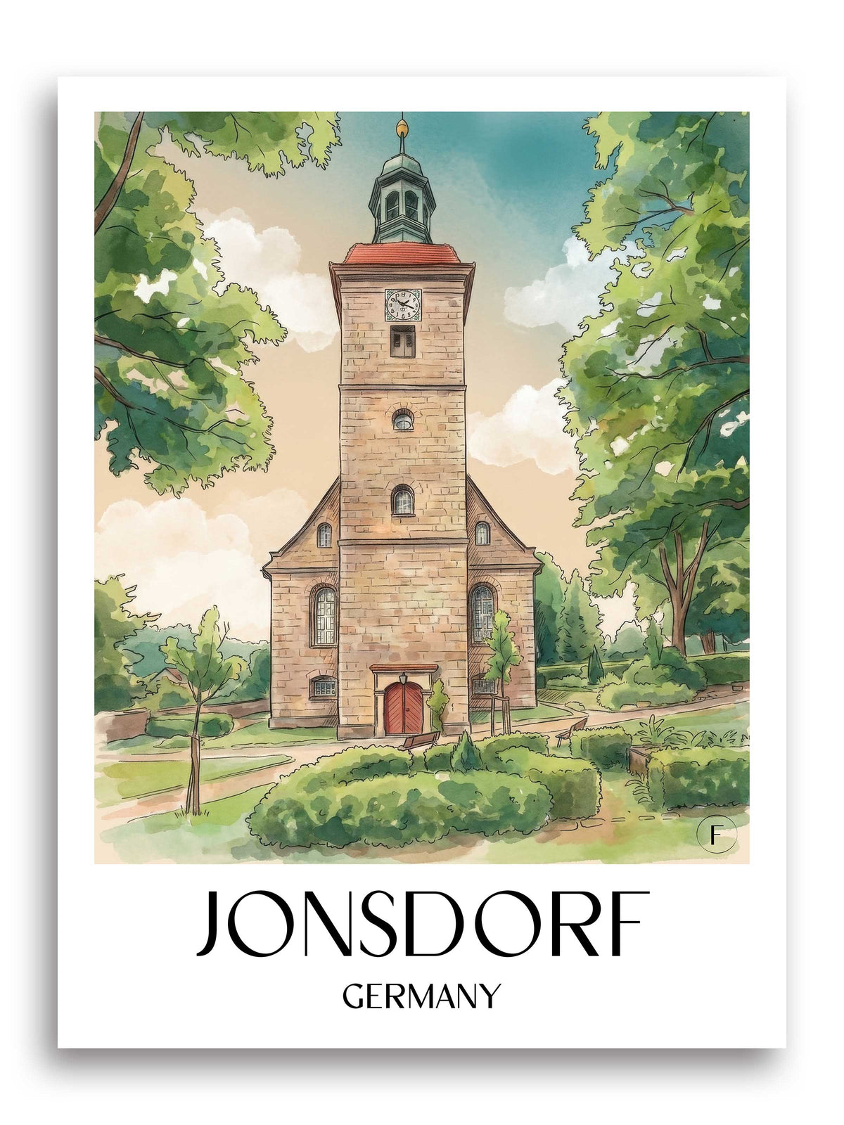 Jonsdorf Poster - Zittauer Gebirge - Deutschland Kunstdruck - Aquarell von A4 bis A1 - favplace