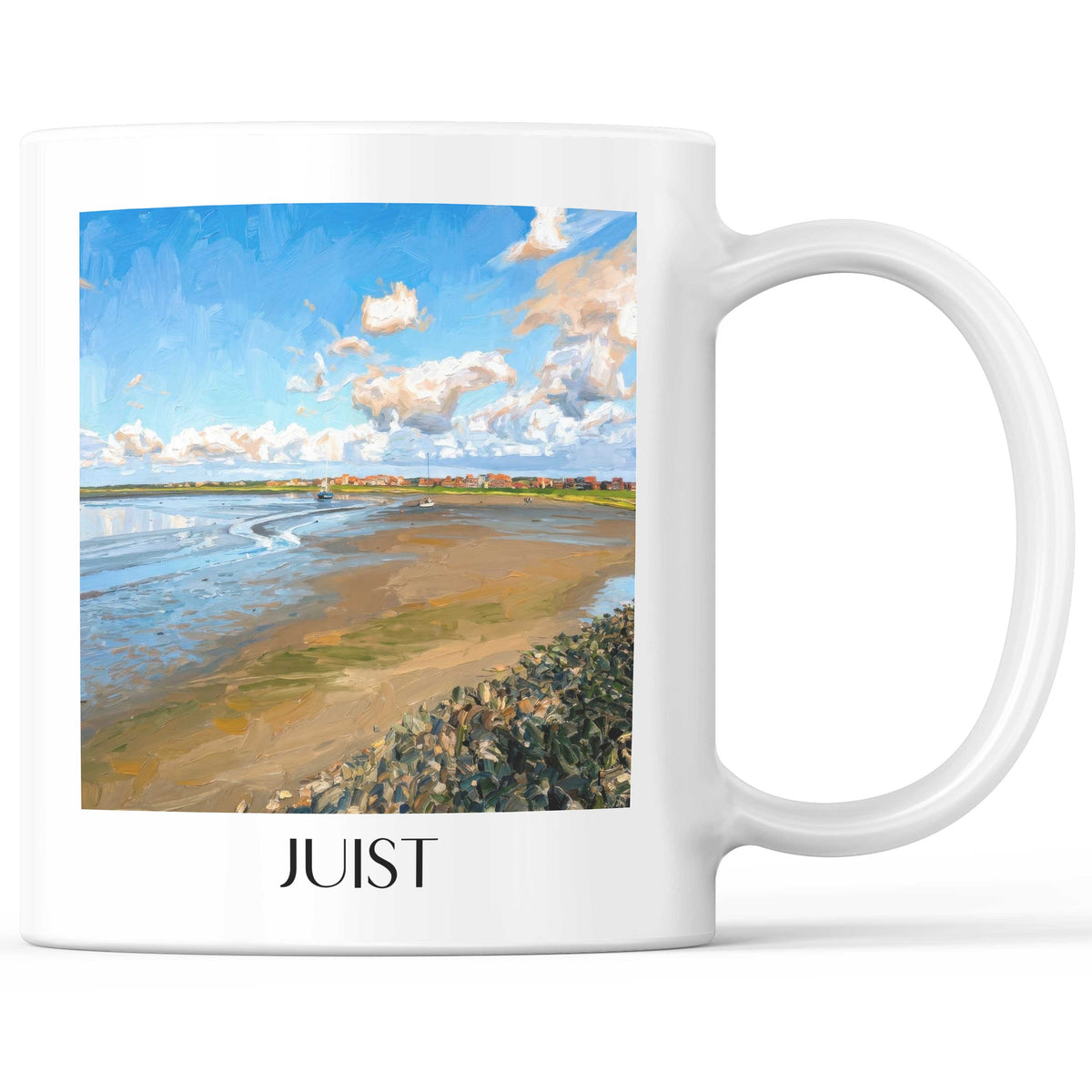 Juist Kaffeebecher - Ostfriesland - Deutschland Becher - Kaffeetasse im Ölgemälde Stil - favplace