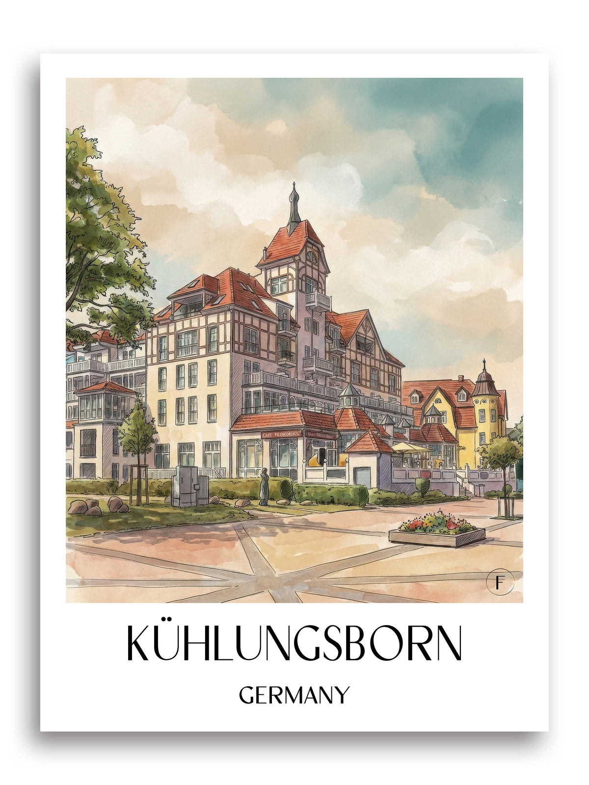 Kühlungsborn Poster - Mecklenburg-Vorpommern - Deutschland Kunstdruck - Aquarell von A4 bis A1 - favplace