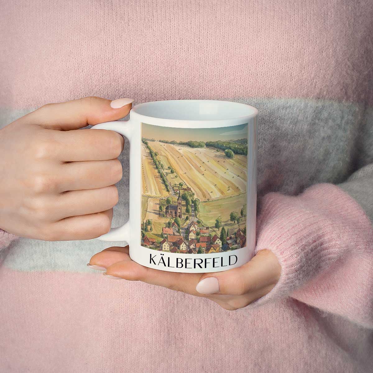 kälberfeld-thüringer-wald-deutschland-kaffeebecher-aquarell