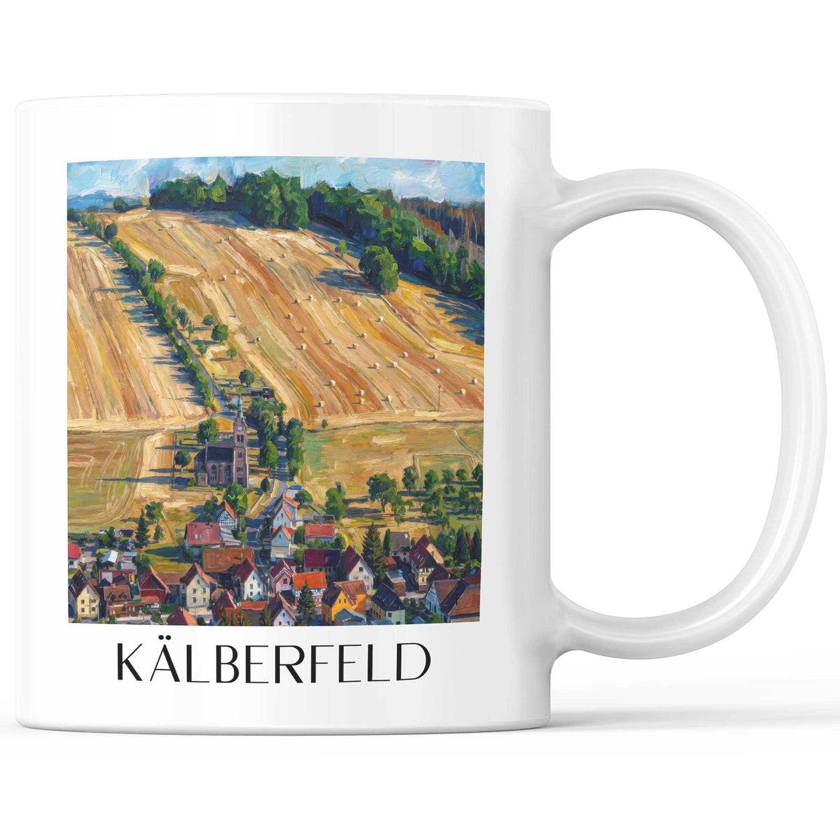 Kälberfeld Kaffeebecher - Thüringer Wald - Deutschland Becher - Kaffeetasse im Ölgemälde Stil - favplace