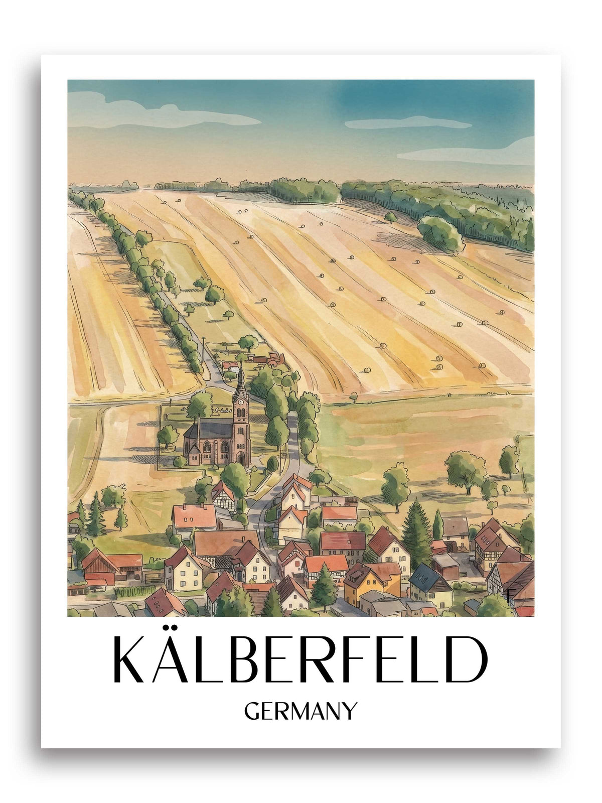 Kälberfeld Poster - Thüringer Wald - Deutschland Kunstdruck - Aquarell von A4 bis A1 - favplace
