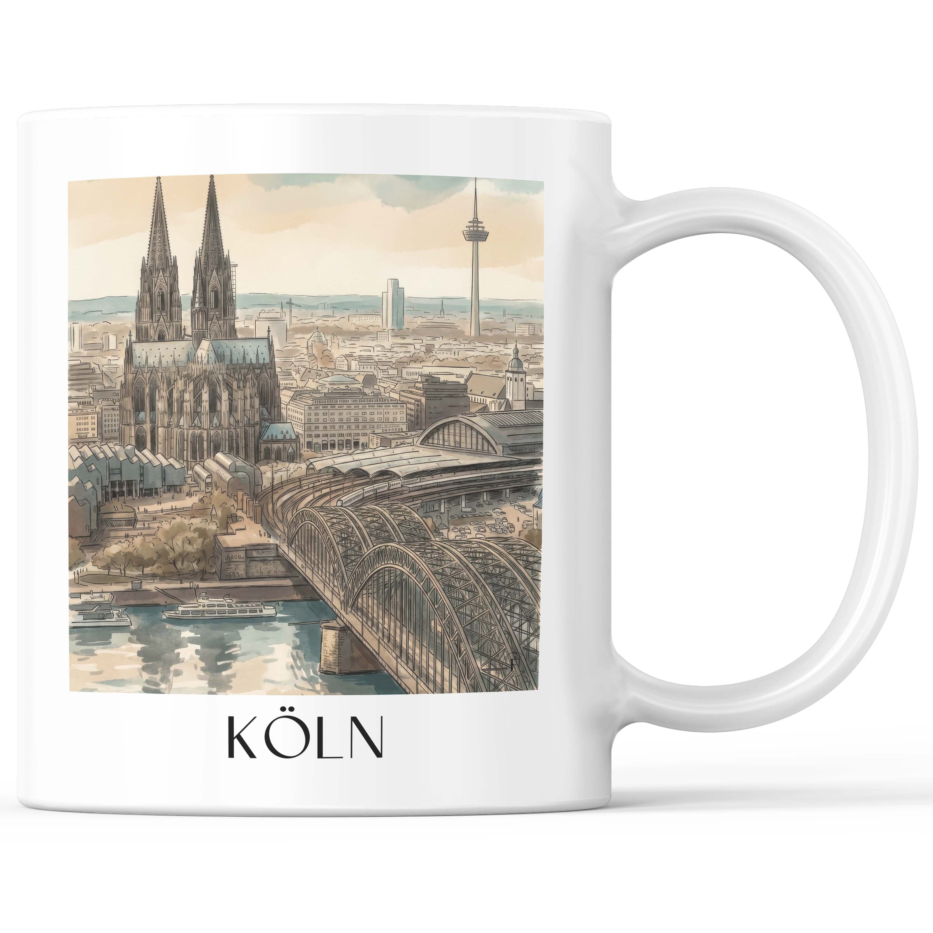 Köln - Deutschland Becher - Kaffeetasse im Aquarell Stil - favplace