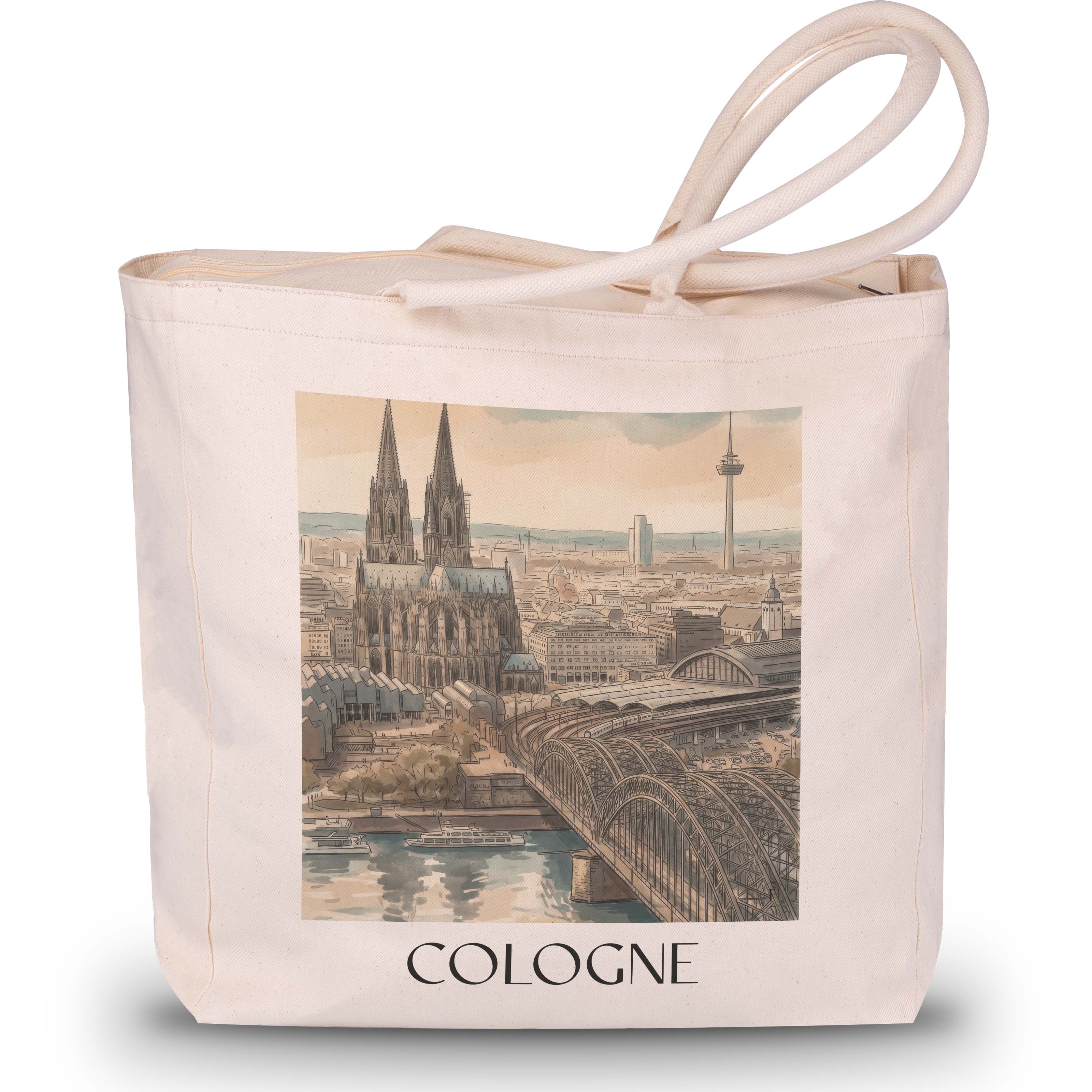 Köln - Deutschland Tote Bag - Einkaufstasche im Aquarell Stil - favplace