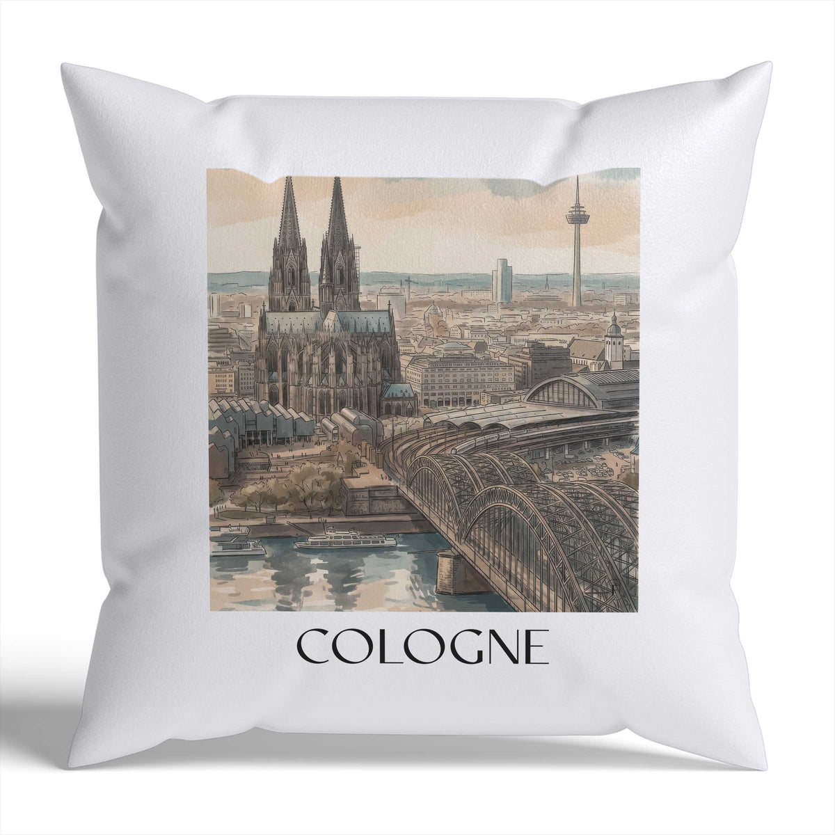 Köln Kissenhülle - Zierkissen Bezug - Deutschland - Deutschland Kissen bzw. Kissenbezug im Aquarell Stil - favplace