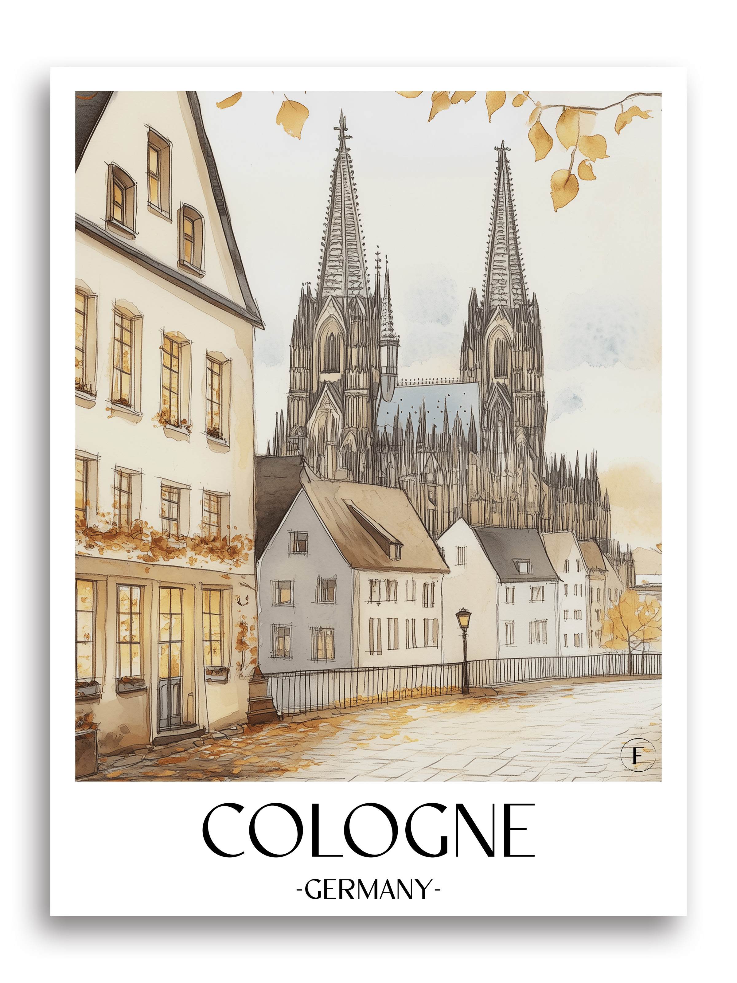 Köln Poster - Deutschland Kunstdruck - Aquarell von A4 bis A1 - favplace
