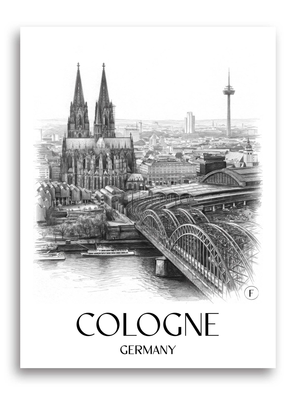 Köln Poster - - Deutschland Kunstdruck - Zeichnung von A4 bis A1 - favplace