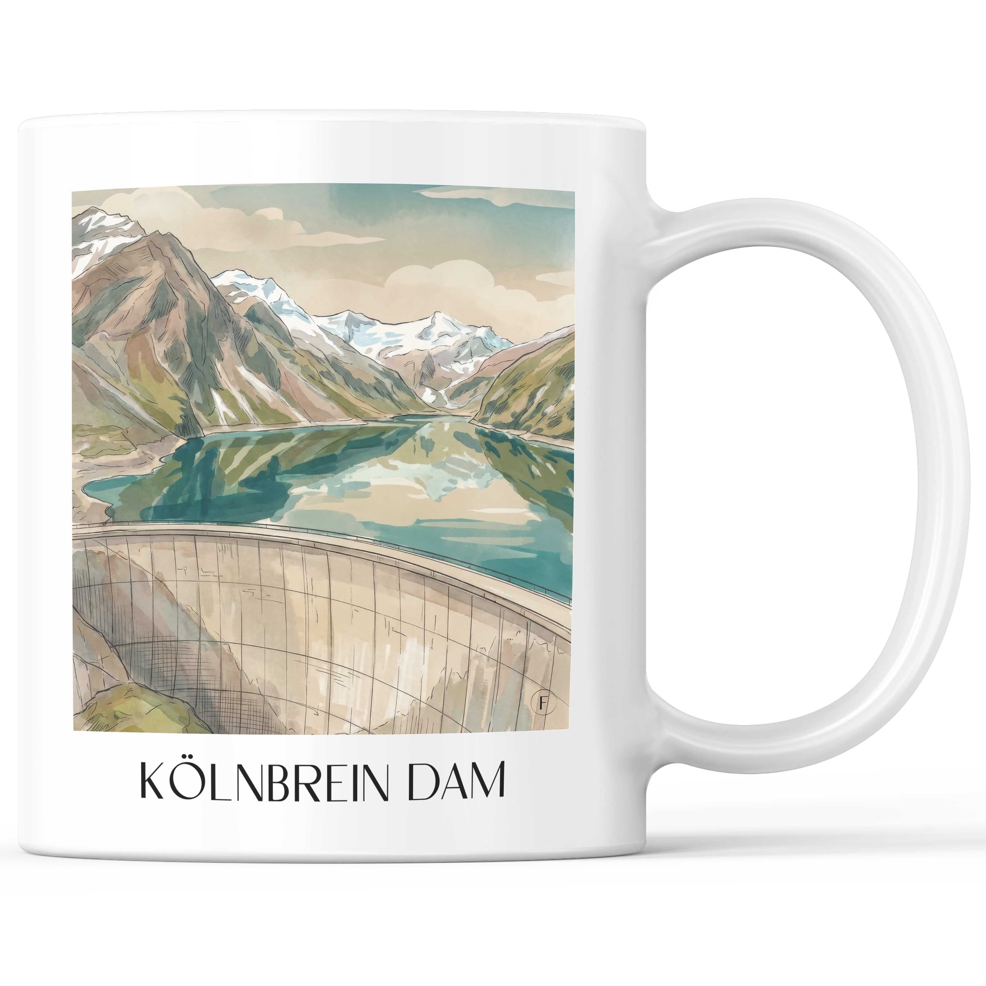 Kölnbreinsperre Kaffeebecher - Kärnten - Österreich Becher - Kaffeetasse im Aquarell Stil - favplace