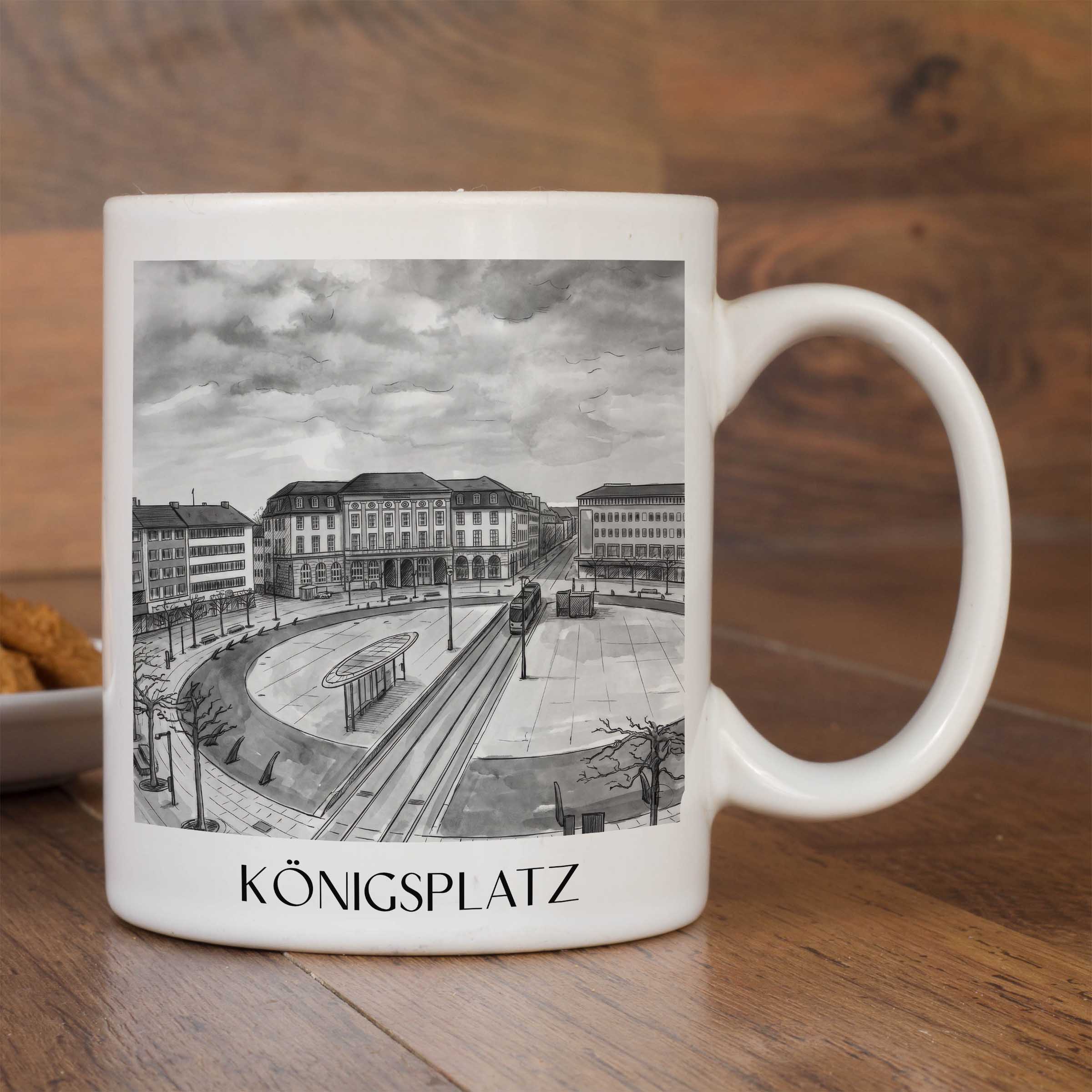 königsplatz-kassel-deutschland-kaffeebecher-aquarell-schwarz-weiss