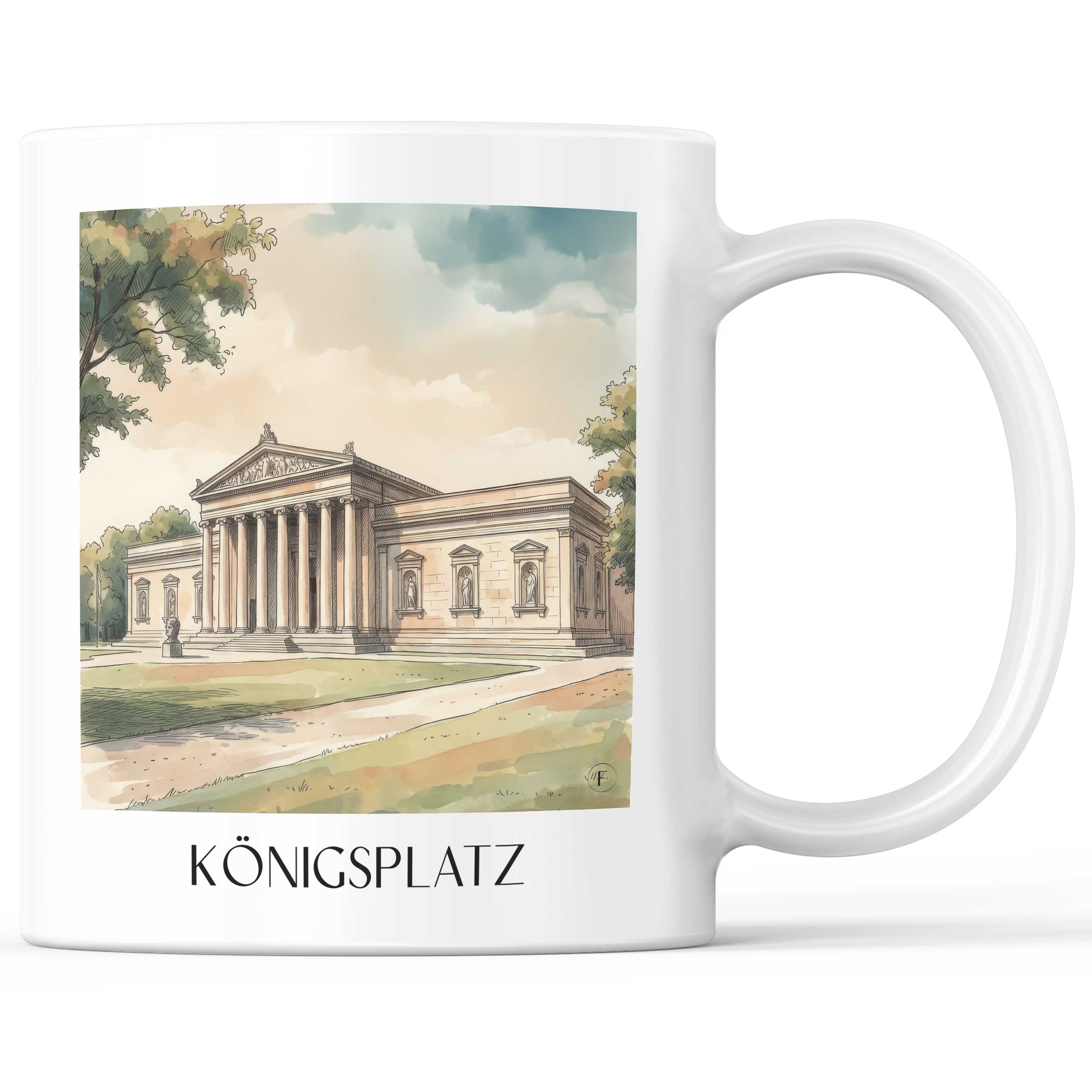 Königsplatz Kaffeebecher - München - Deutschland Becher - Kaffeetasse im Aquarell Stil - favplace