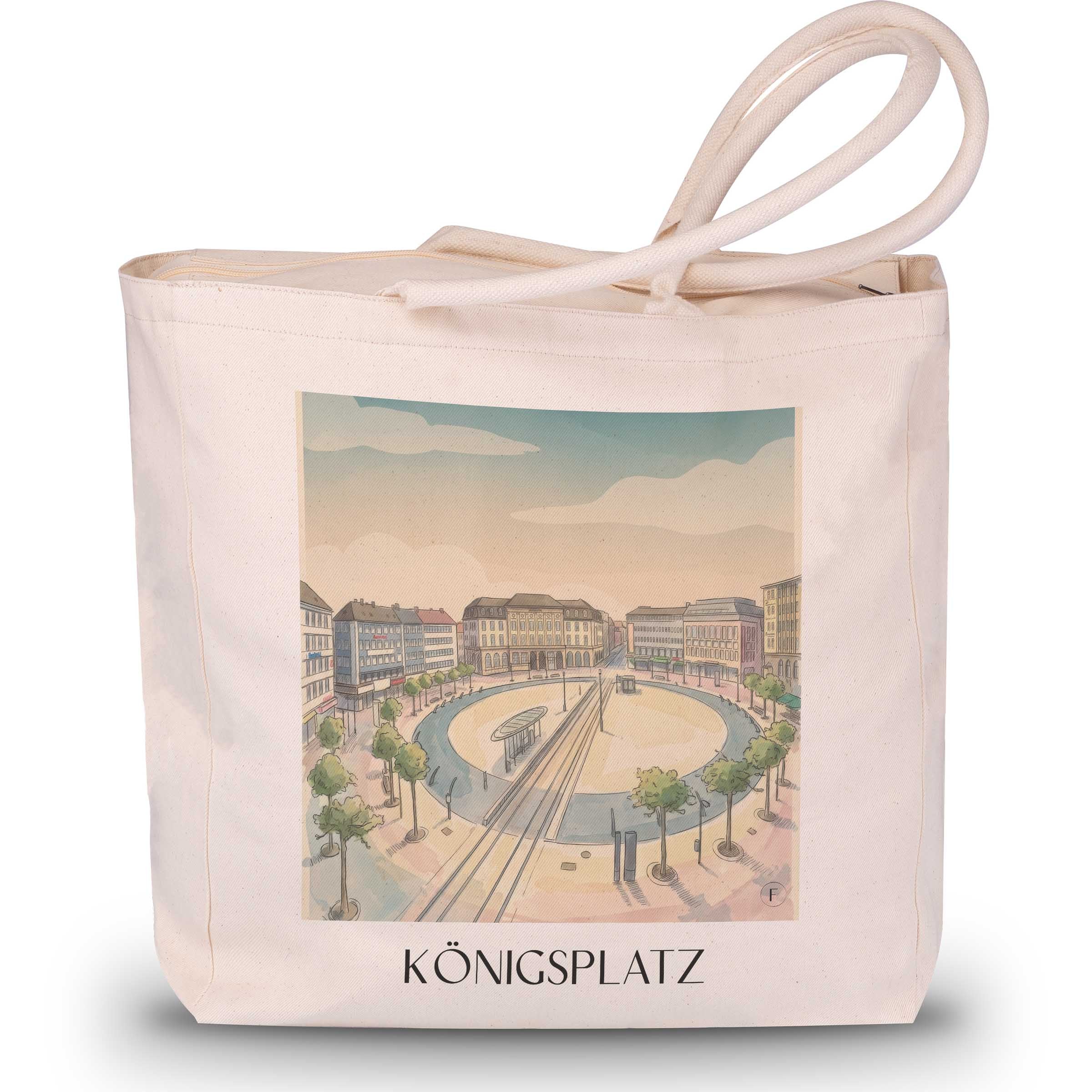 Königsplatz Shopping Tasche - Kassel - Deutschland Tote Bag - Einkaufstasche im Aquarell Stil - favplace