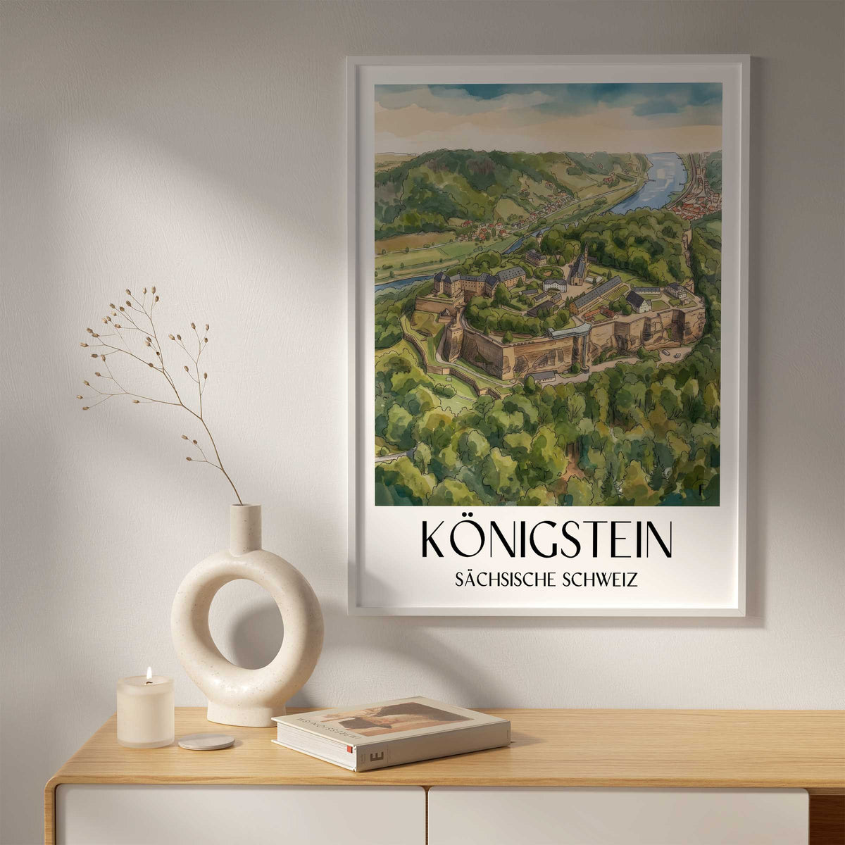 königstein-sächsische-schweiz-deutschland-poster-aquarell