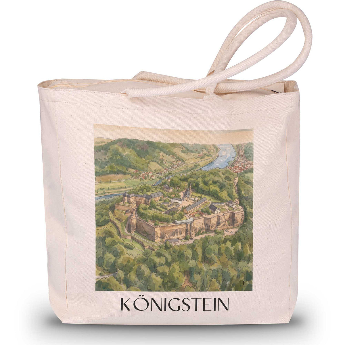 königstein-sächsische-schweiz-deutschland-einkaufstasche-aquarell