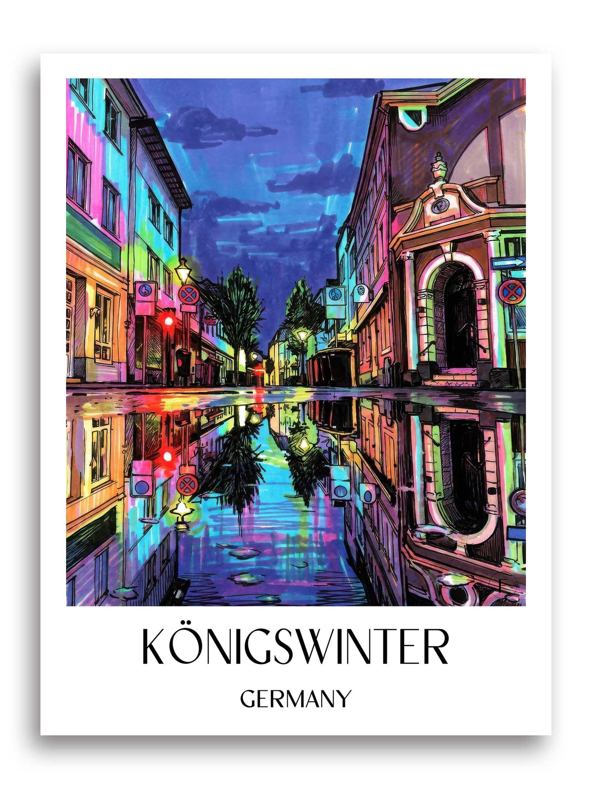 Königswinter Poster - Rheinland - Deutschland Kunstdruck - Tag Graffiti von A4 bis A1 - favplace