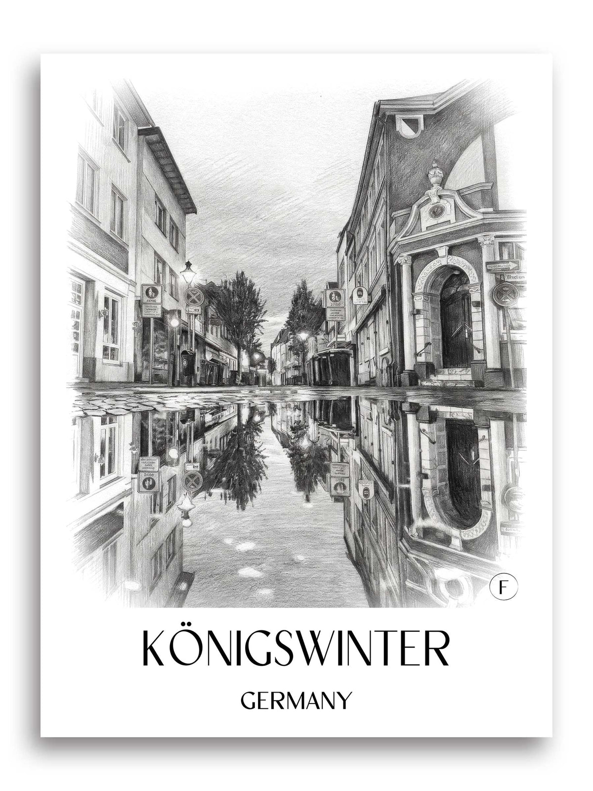 Königswinter Poster - Rheinland - Deutschland Kunstdruck - Zeichnung von A4 bis A1 - favplace