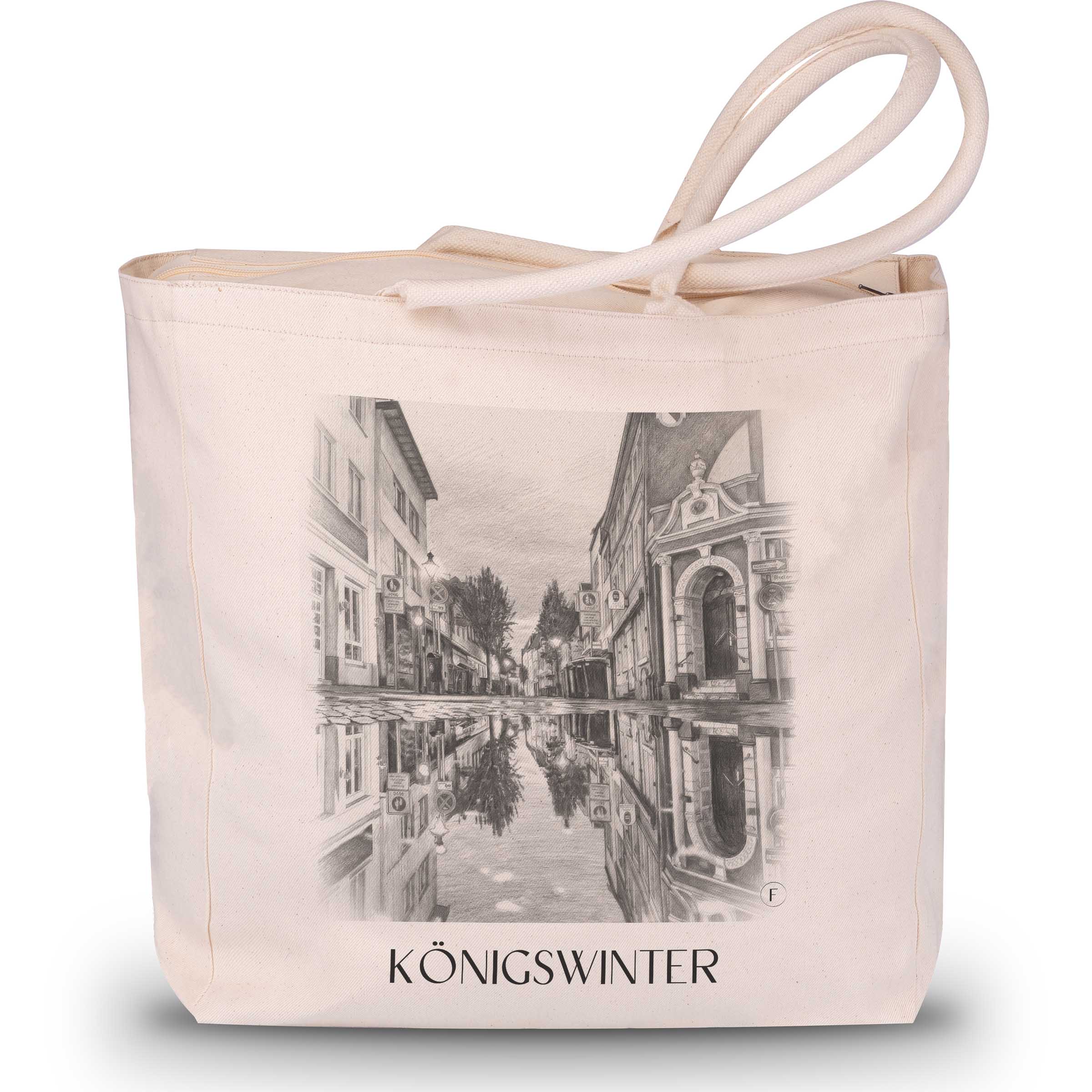 Königswinter Shopping Tasche - Rheinland - Deutschland Tote Bag - Einkaufstasche im Zeichnung Stil