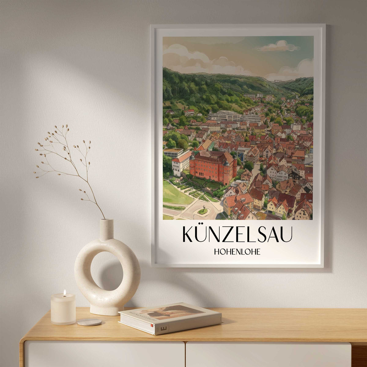 künzelsau-hohenlohe-deutschland-poster-aquarell