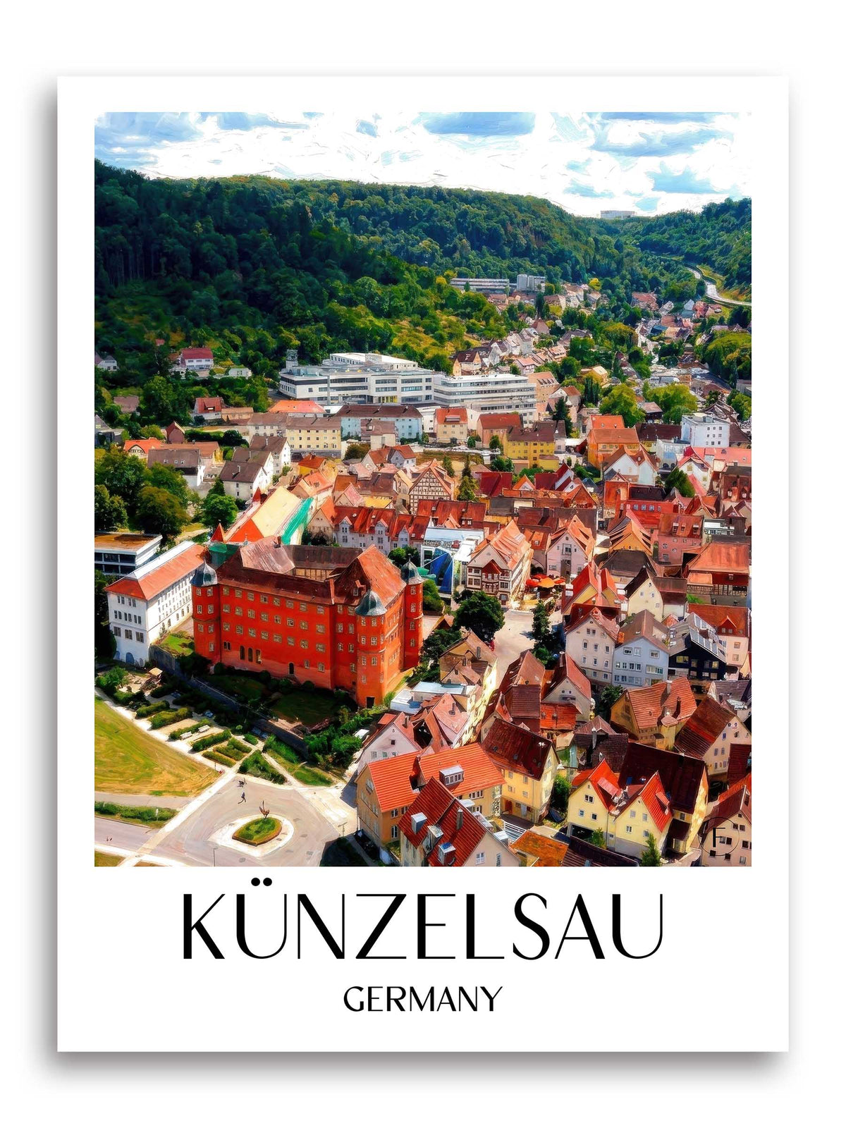 Künzelsau Poster - Hohenlohe - Deutschland Kunstdruck - Ölgemälde von A4 bis A1 - favplace