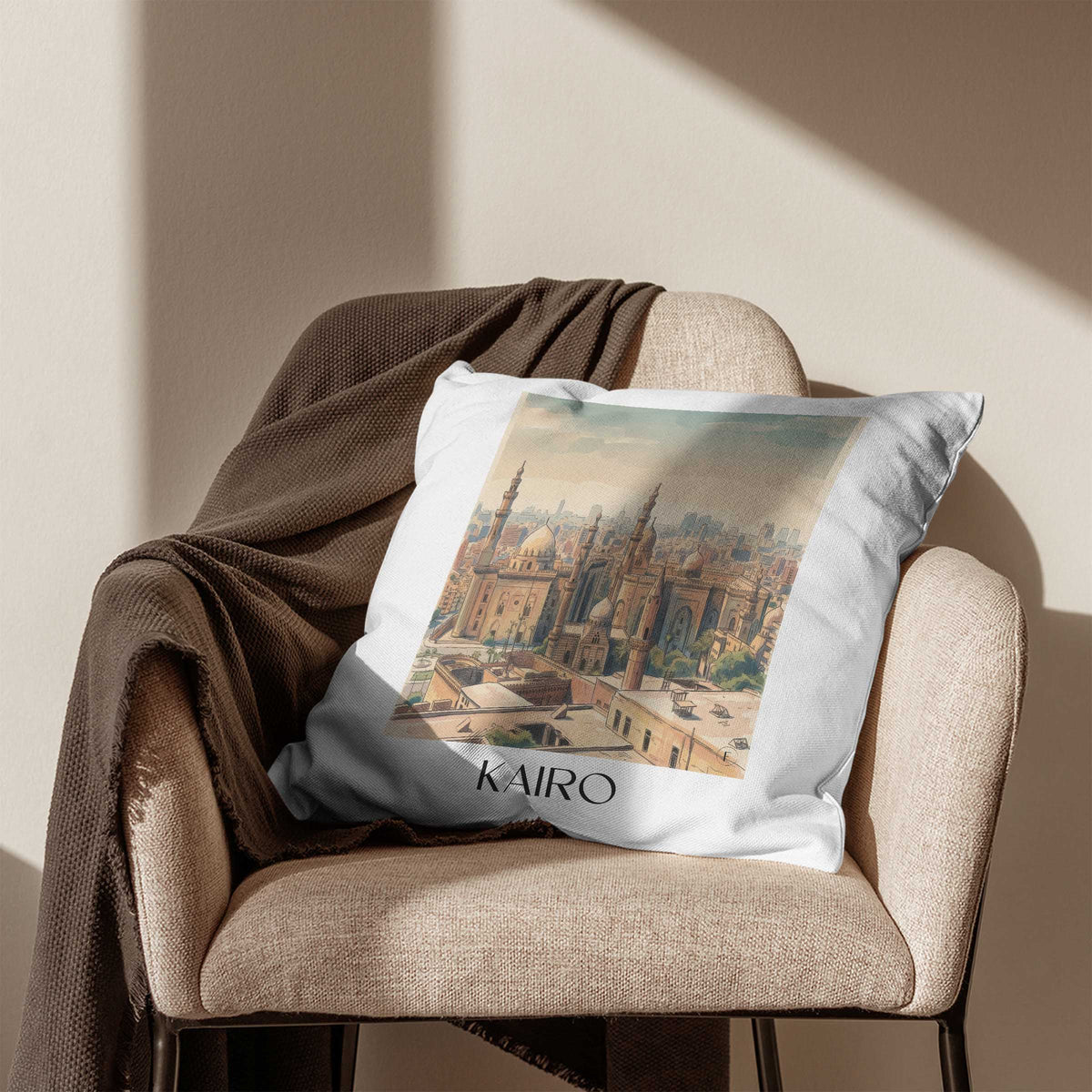 kairo-ägypten-ägypten-kissenbezug-aquarell
