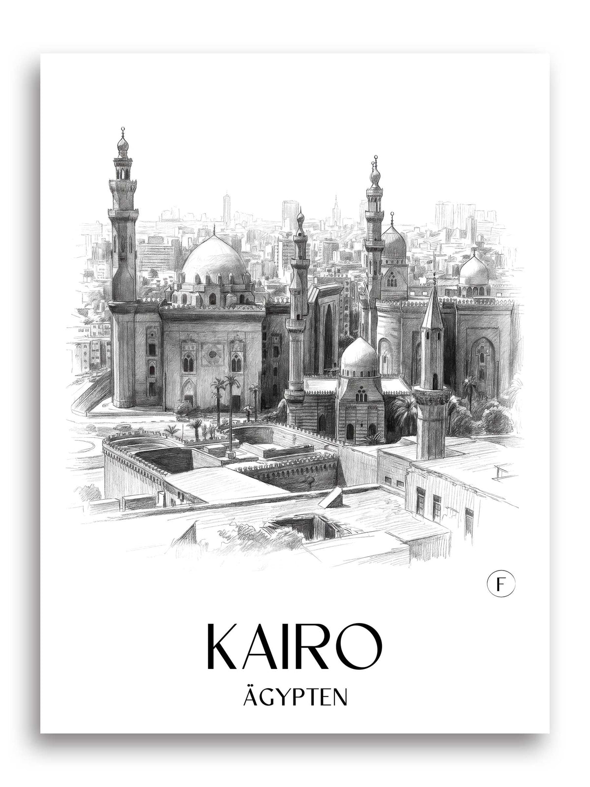 kairo-ägypten-poster-bleistift-zeichnung-drawing