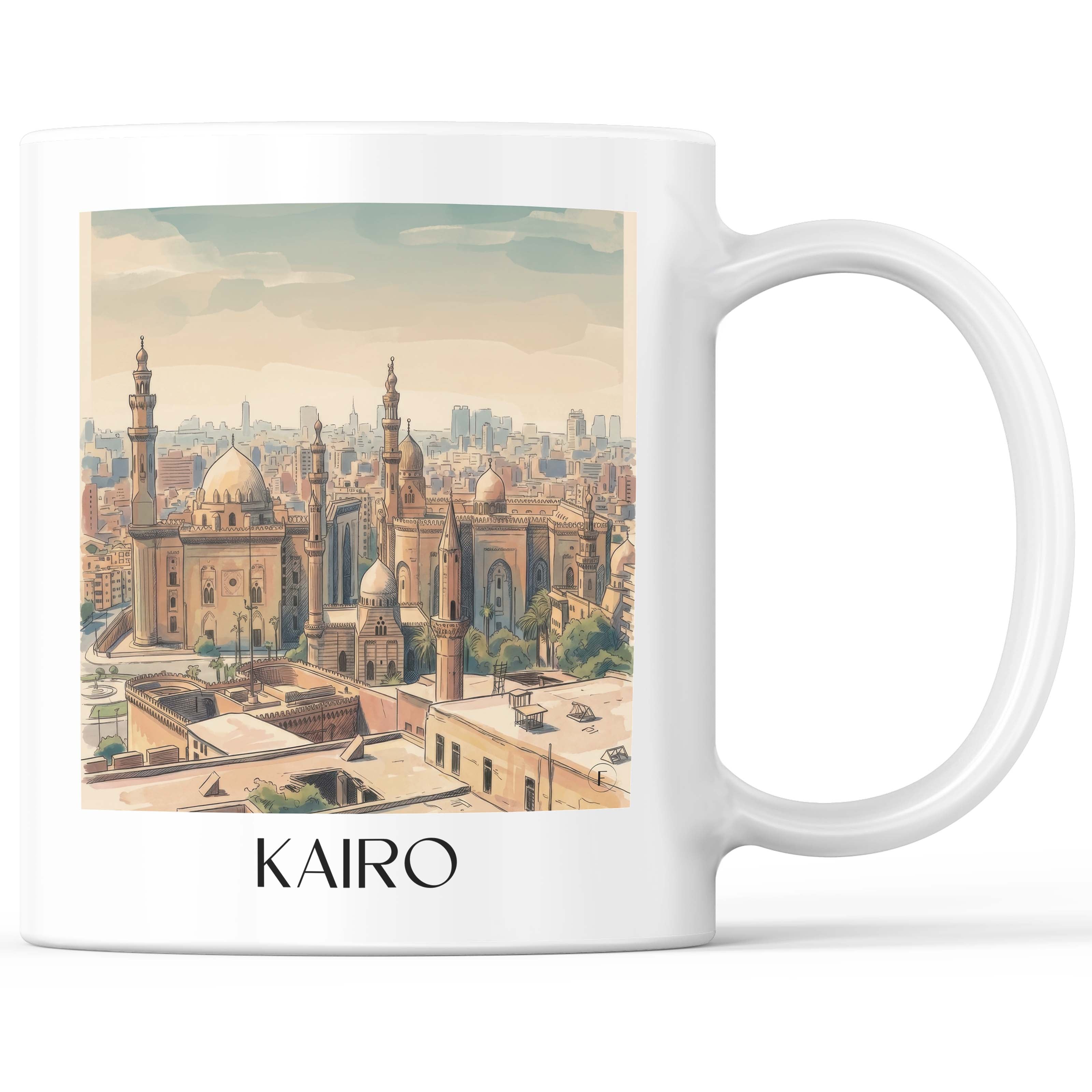 Kairo - Ägypten Becher - Kaffeetasse im Aquarell Stil - favplace