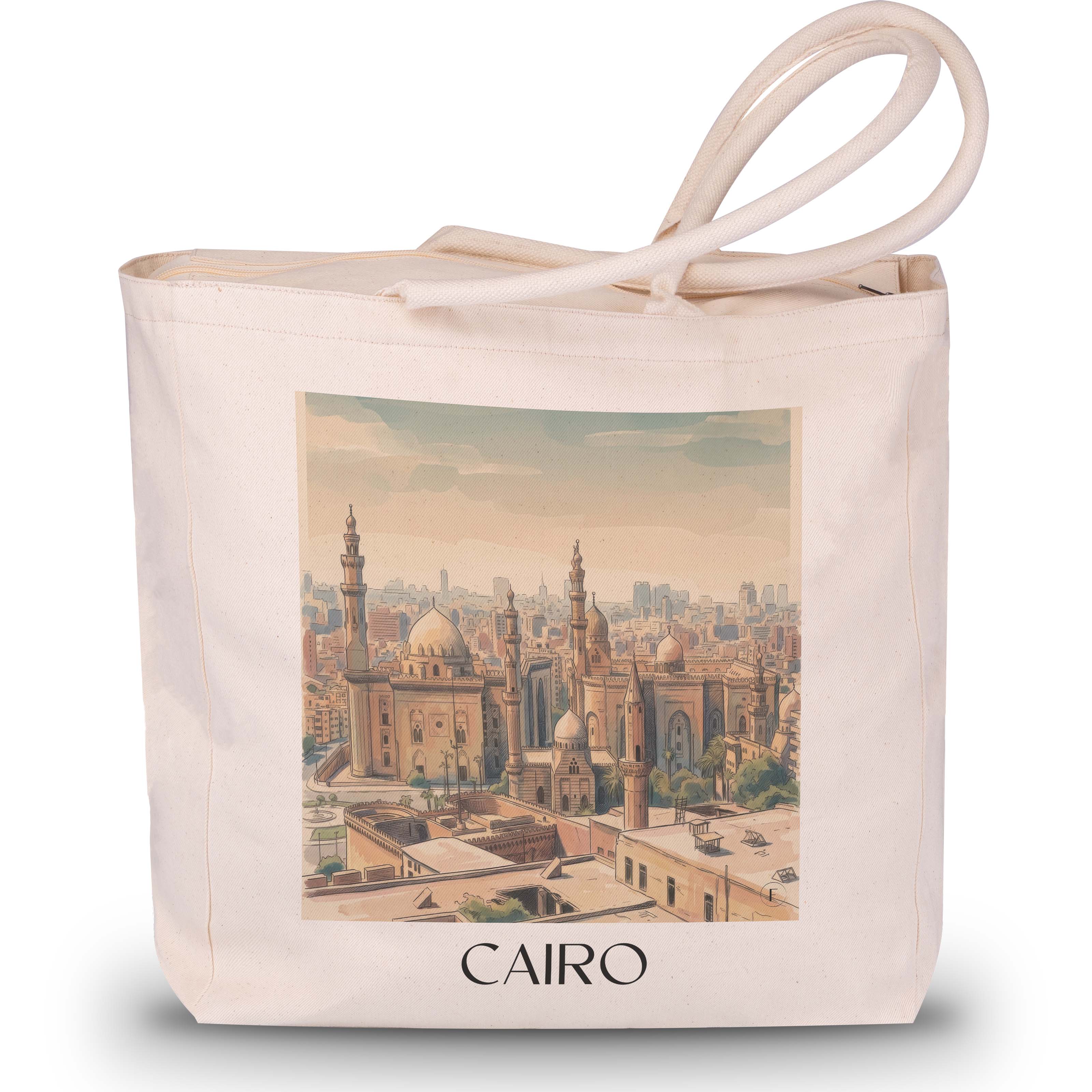 Kairo - Ägypten Tote Bag - Einkaufstasche im Aquarell Stil - favplace