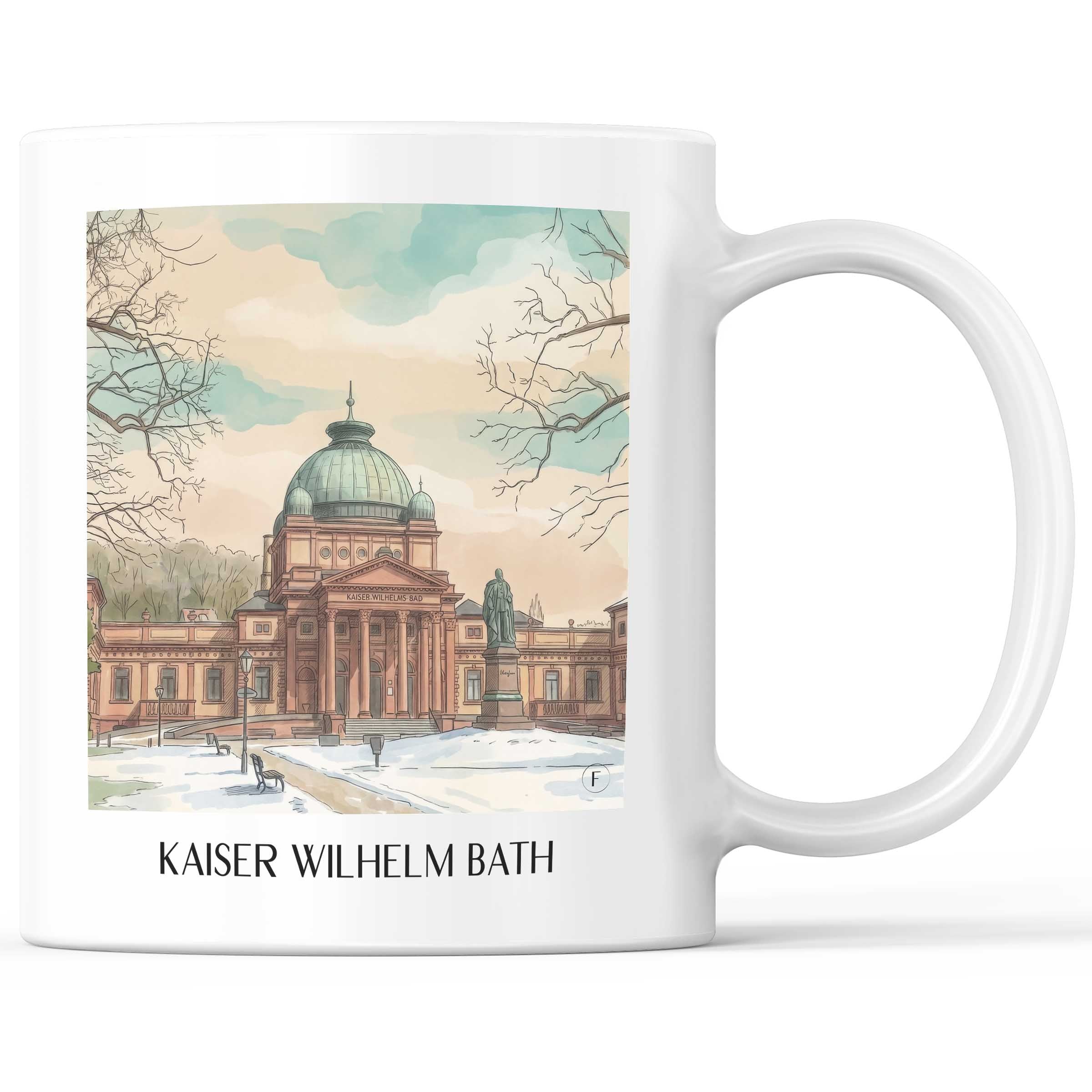 Kaiser Wilhelm Bad Kaffeebecher - Bad Homburg - Deutschland Becher - Kaffeetasse im Aquarell Stil - favplace