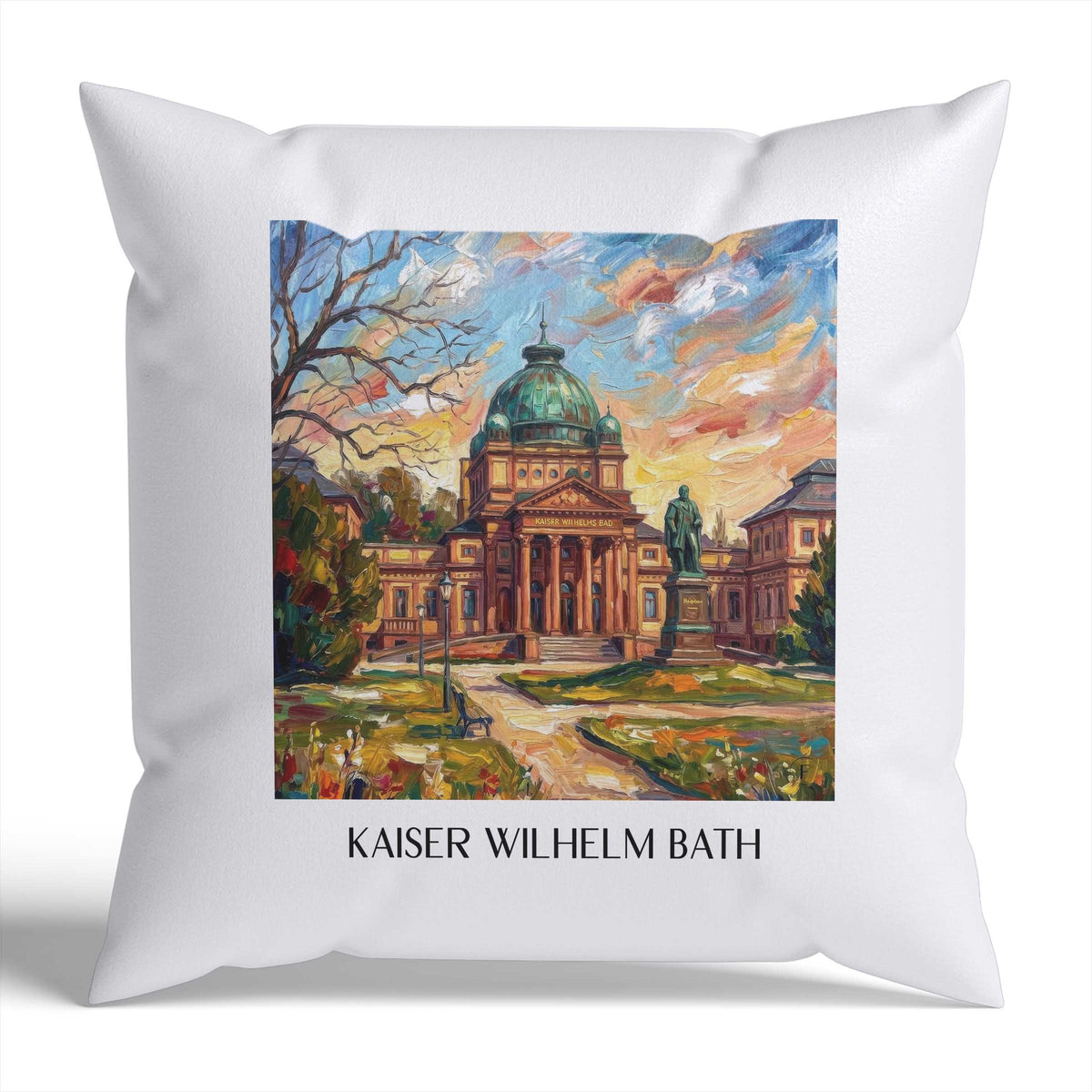 Kaiser Wilhelm Bad Kissenhülle - Zierkissen Bezug - Bad Homburg - Deutschland Kissen bzw. Kissenbezug im Ölgemälde Stil - favplace