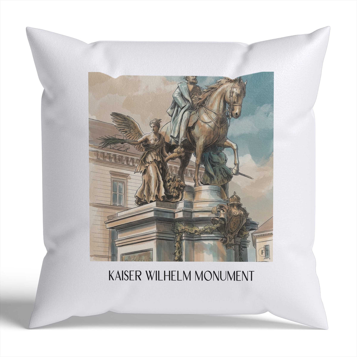 Kaiser-Wilhelm-Denkmal Kissenhülle - Zierkissen Bezug - Düsseldorf - Deutschland Kissen bzw. Kissenbezug im Aquarell Stil - favplace