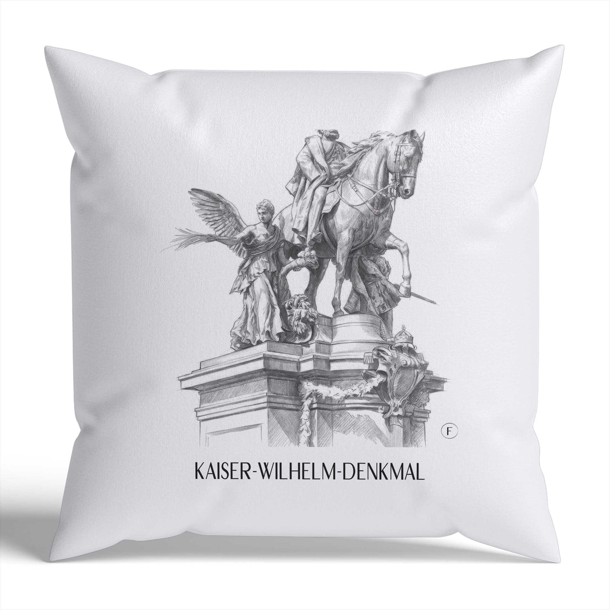 kaiser-wilhelm-denkmal-düsseldorf-deutschland-kissenbezug-bleistift-zeichnung-drawing