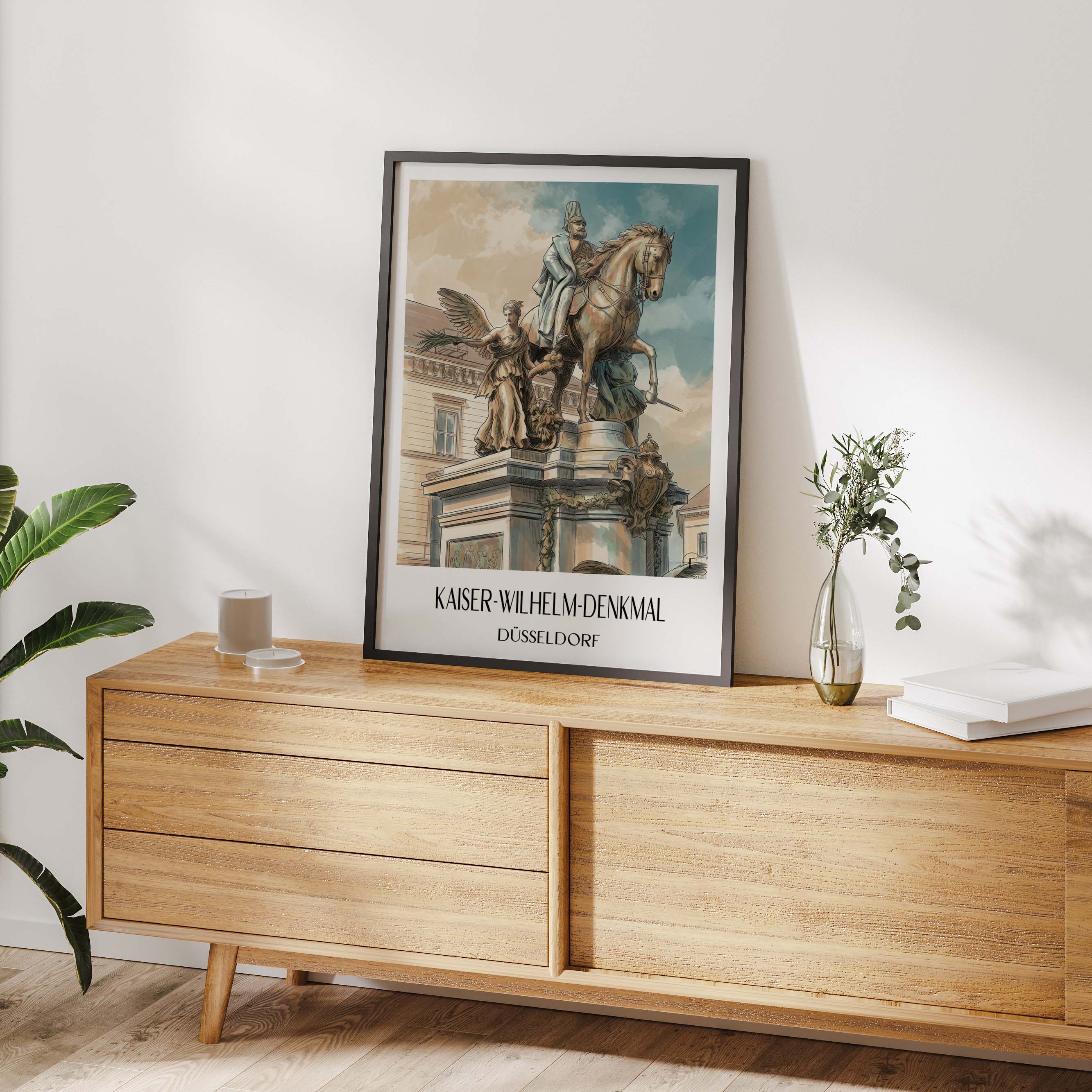 kaiser-wilhelm-denkmal-düsseldorf-deutschland-poster-aquarell