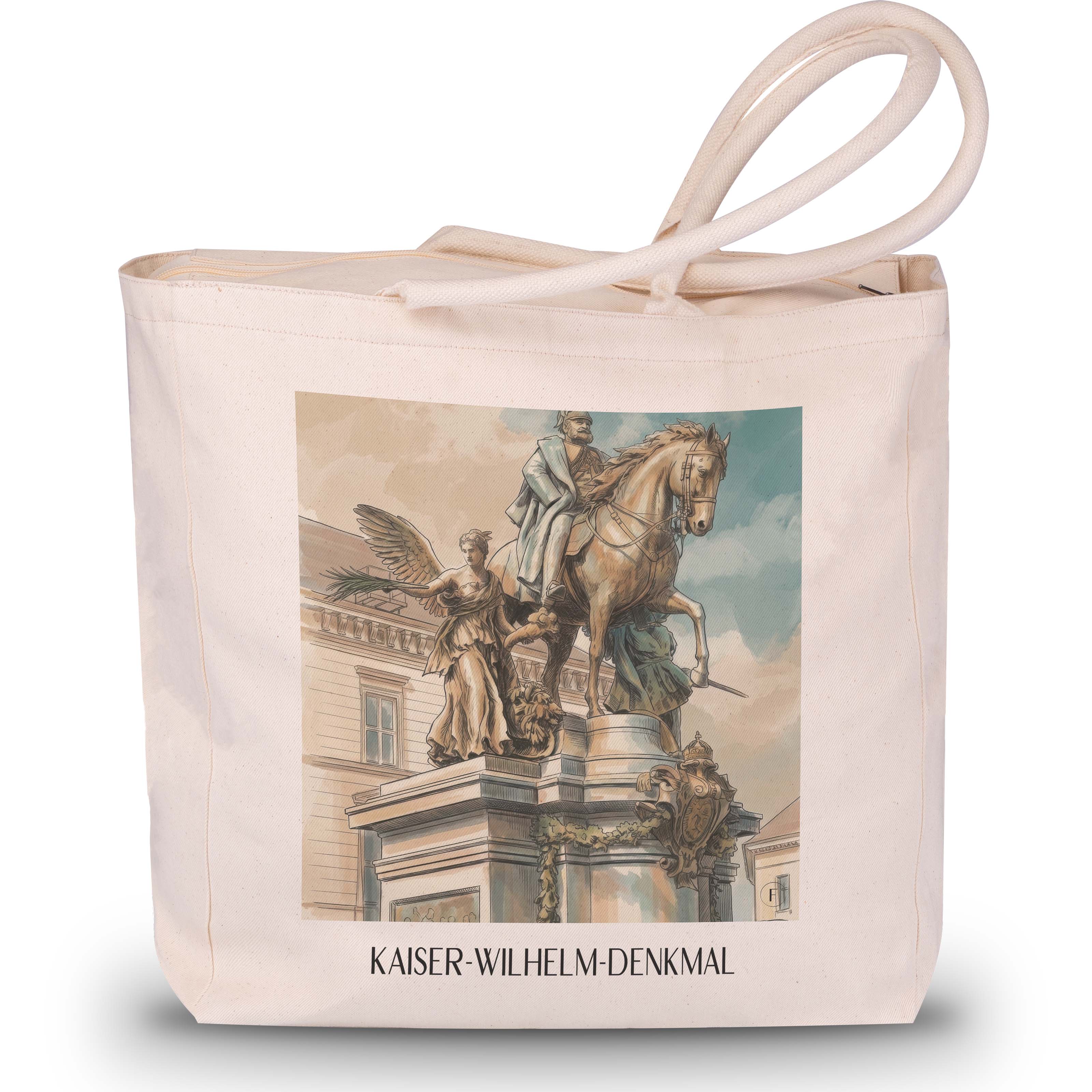 kaiser-wilhelm-denkmal-düsseldorf-deutschland-einkaufstasche-aquarell