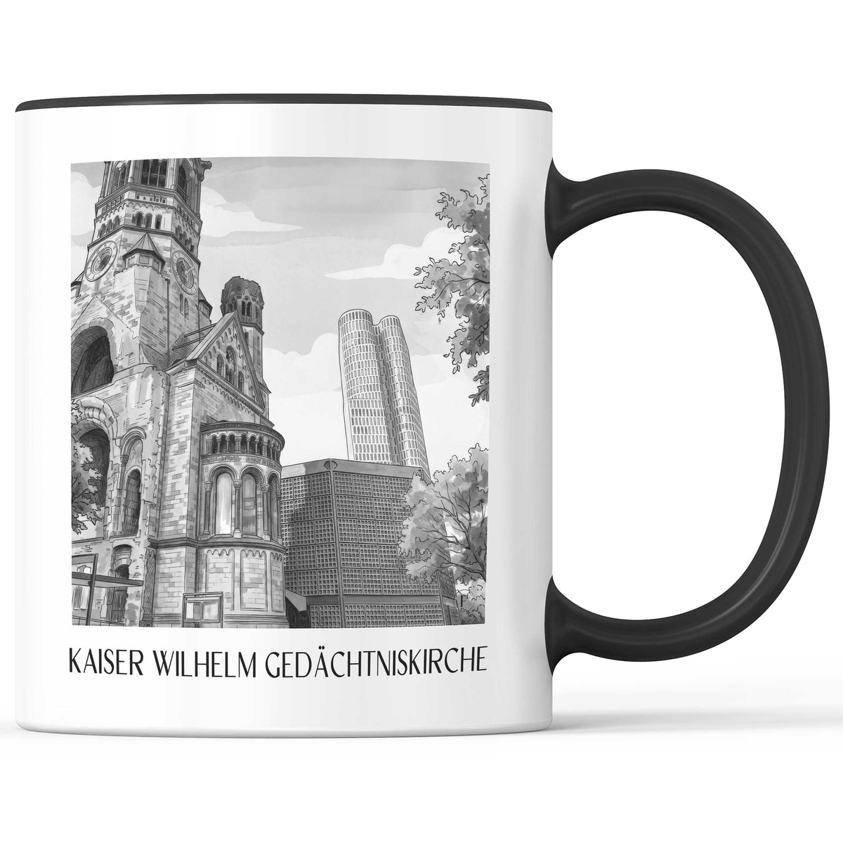 kaiser-wilhelm-gedächtniskirche-berlin-deutschland-kaffeebecher-aquarell-schwarz-weiss