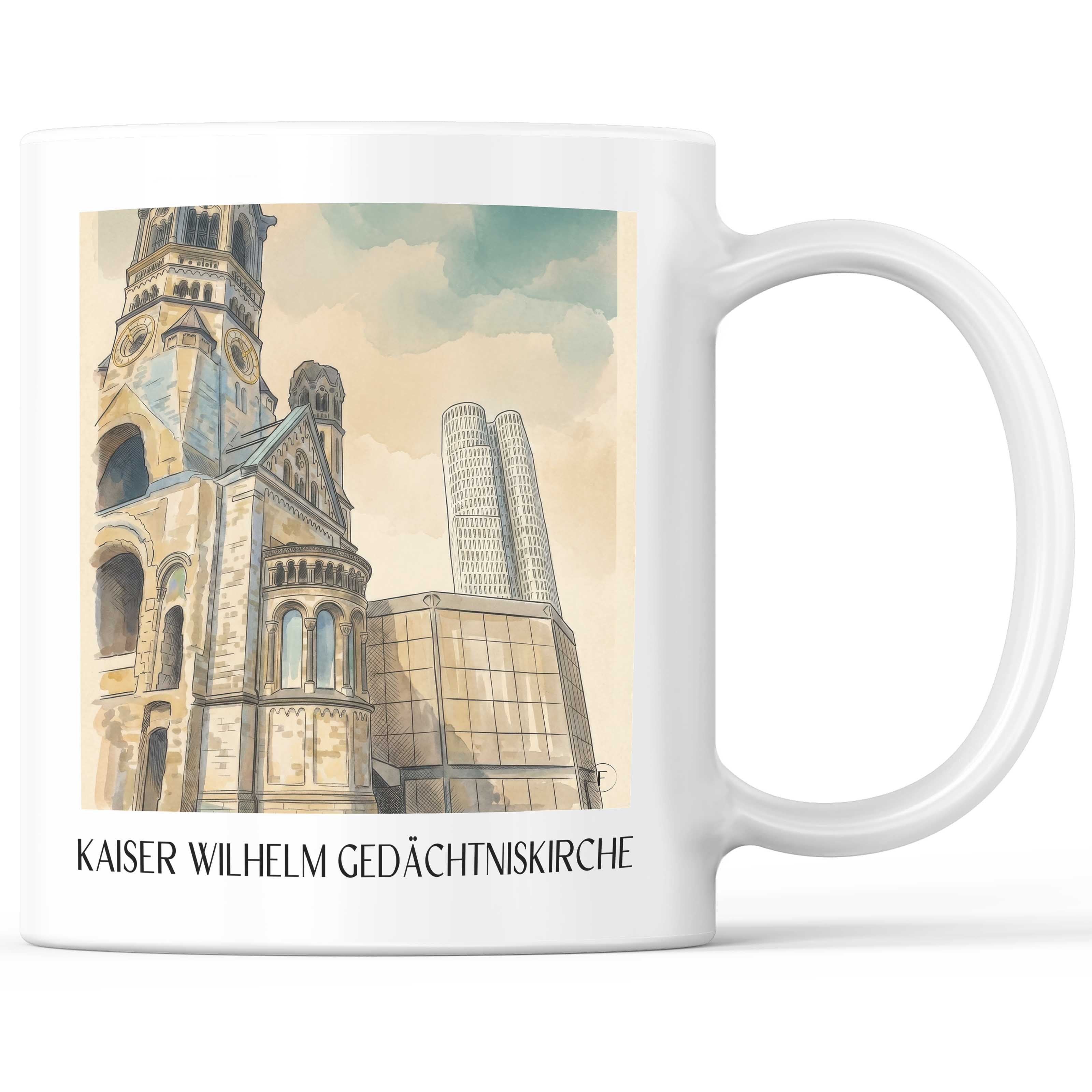 Kaiser Wilhelm Gedächtniskirche Kaffeebecher - Berlin - Deutschland Becher - Kaffeetasse im Aquarell Stil - favplace