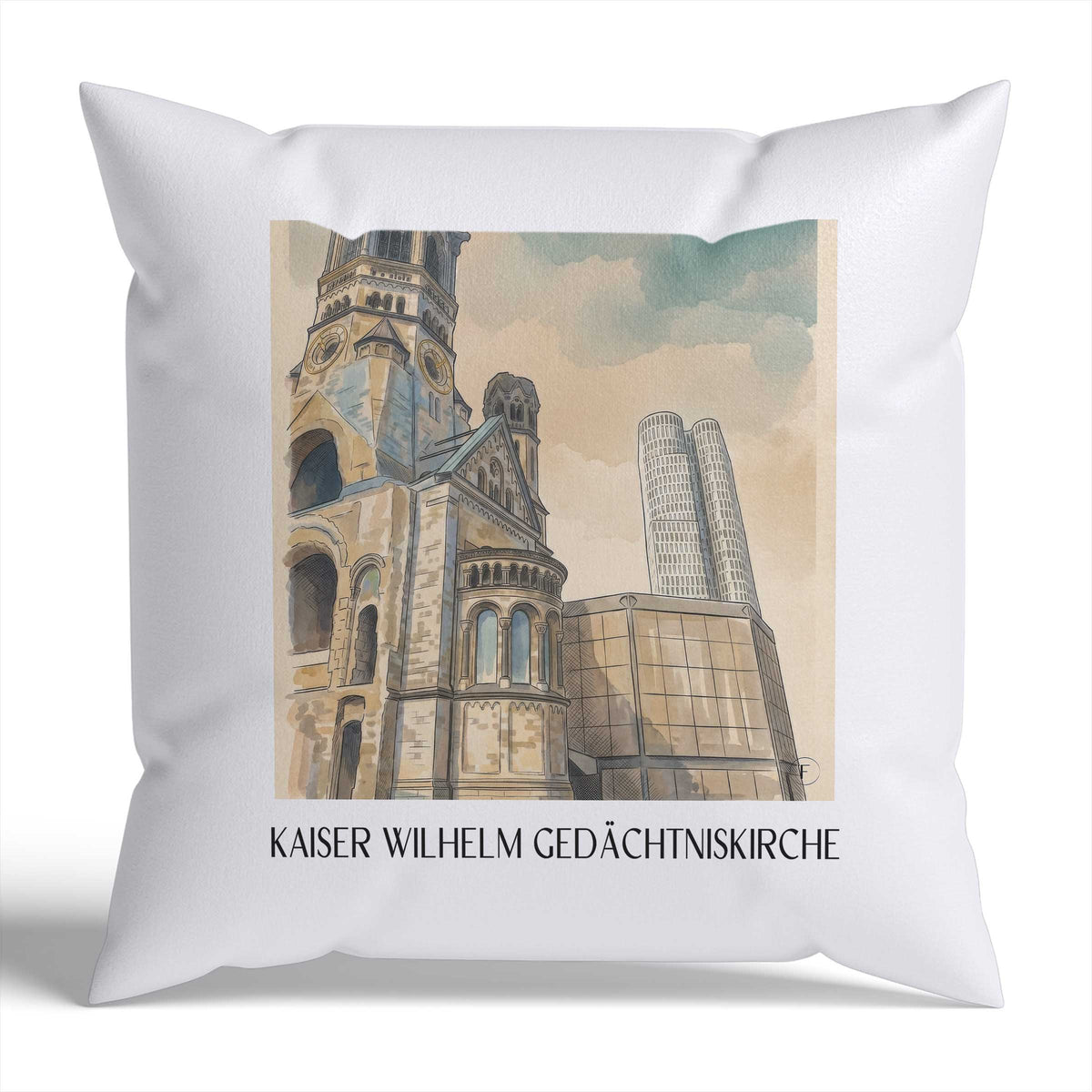 kaiser-wilhelm-gedächtniskirche-berlin-deutschland-kissenbezug-aquarell