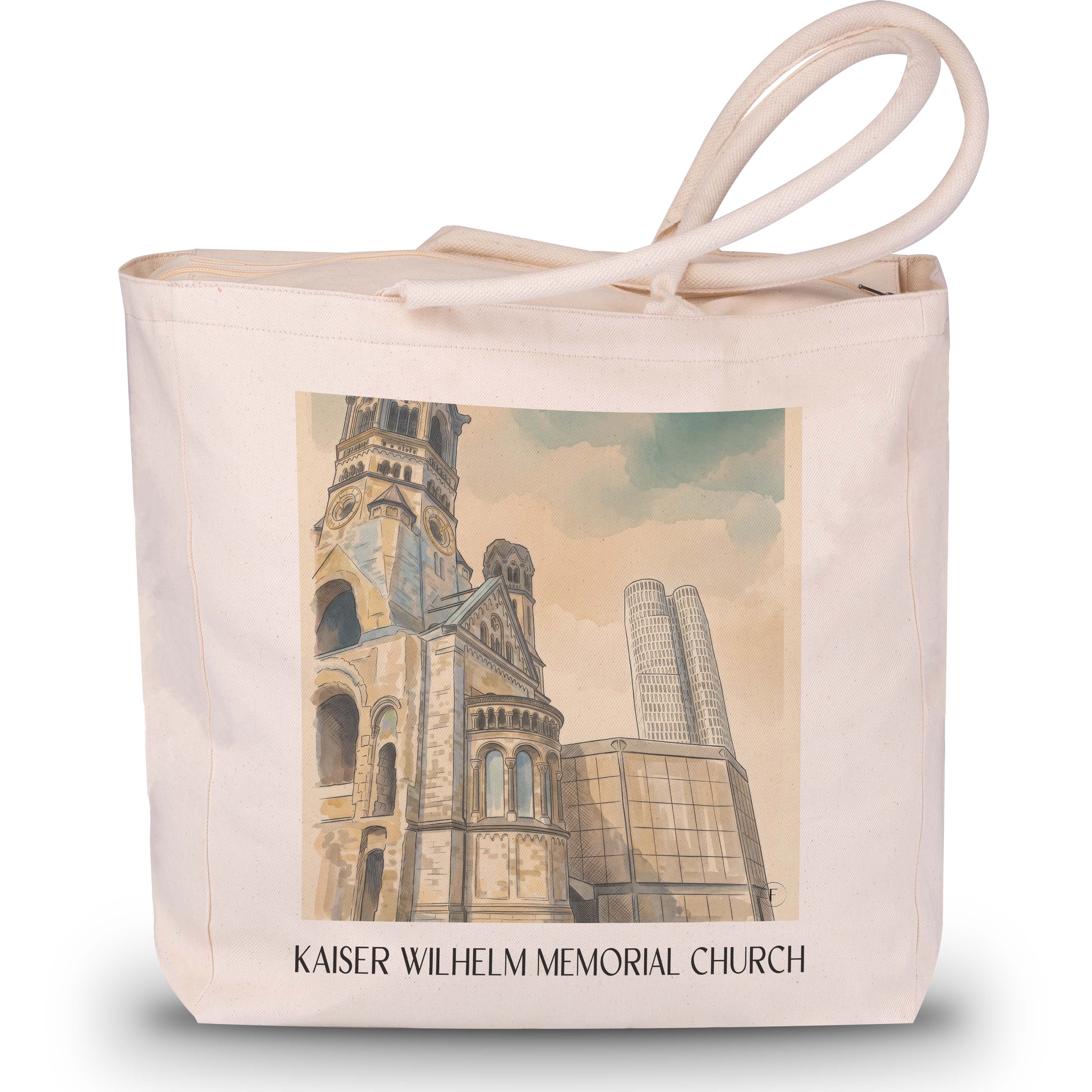 Kaiser Wilhelm Gedächtniskirche Shopping Tasche - Berlin - Deutschland Tote Bag - Einkaufstasche im Aquarell Stil - favplace