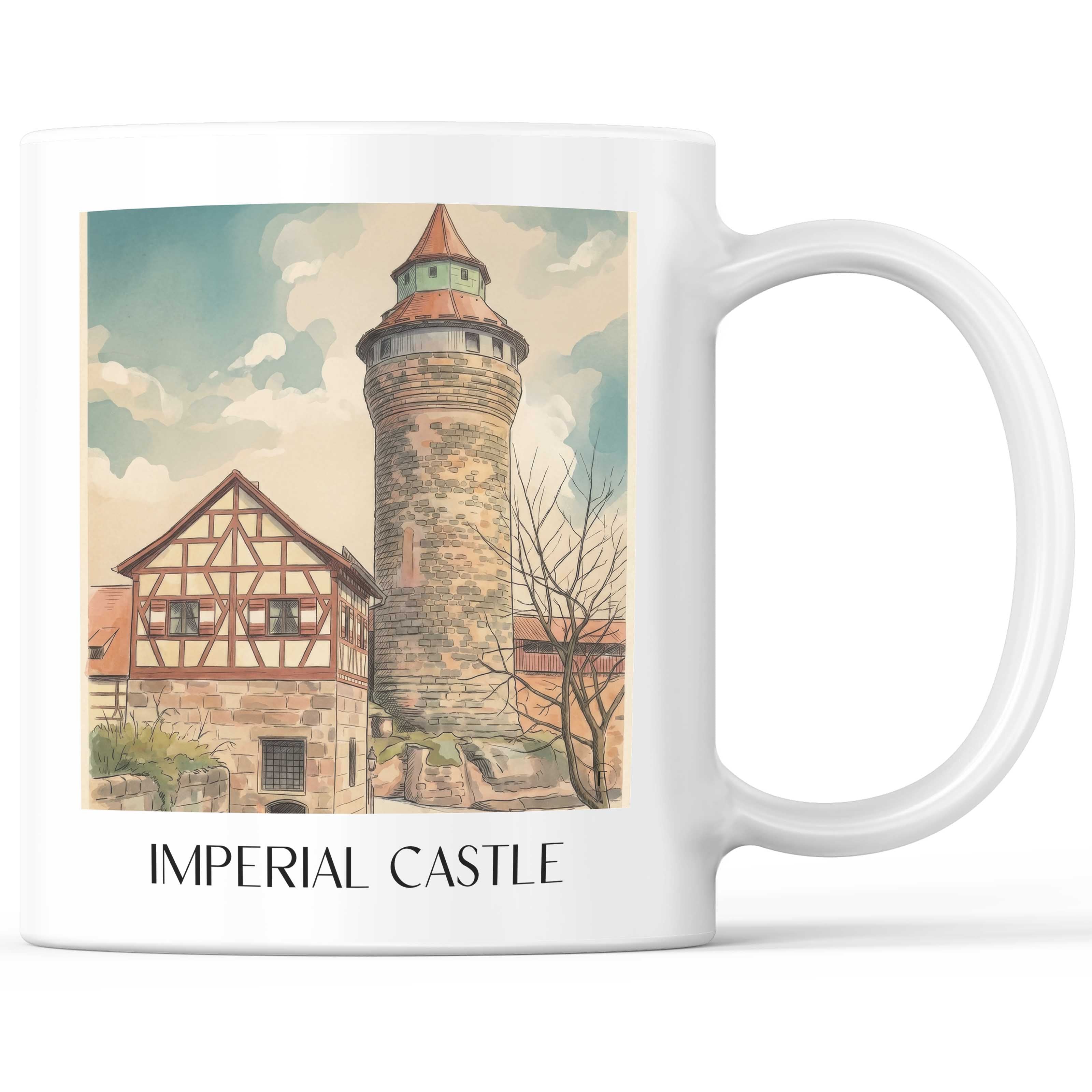 Kaiserburg Kaffeebecher - Nürnberg - Deutschland Becher - Kaffeetasse im Aquarell Stil - favplace