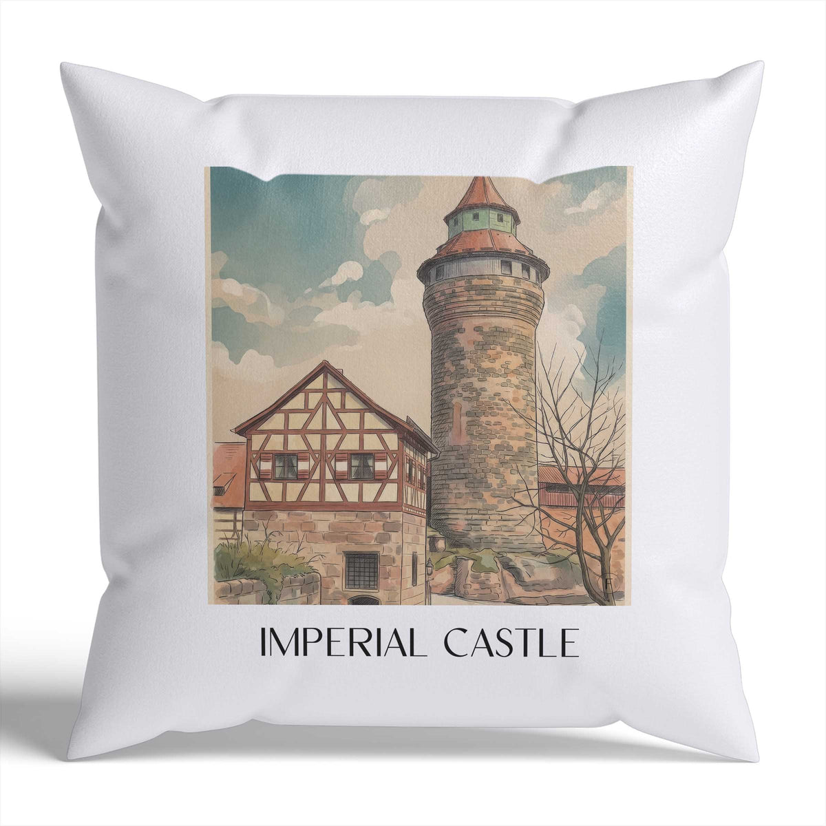 Kaiserburg Kissenhülle - Zierkissen Bezug - Nürnberg - Deutschland Kissen bzw. Kissenbezug im Aquarell Stil - favplace