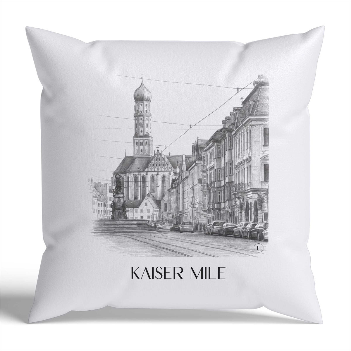 Kaisermeile Kissenhülle - Zierkissen Bezug - Augsburg - Deutschland Kissen bzw. Kissenbezug im Zeichnung Stil - favplace