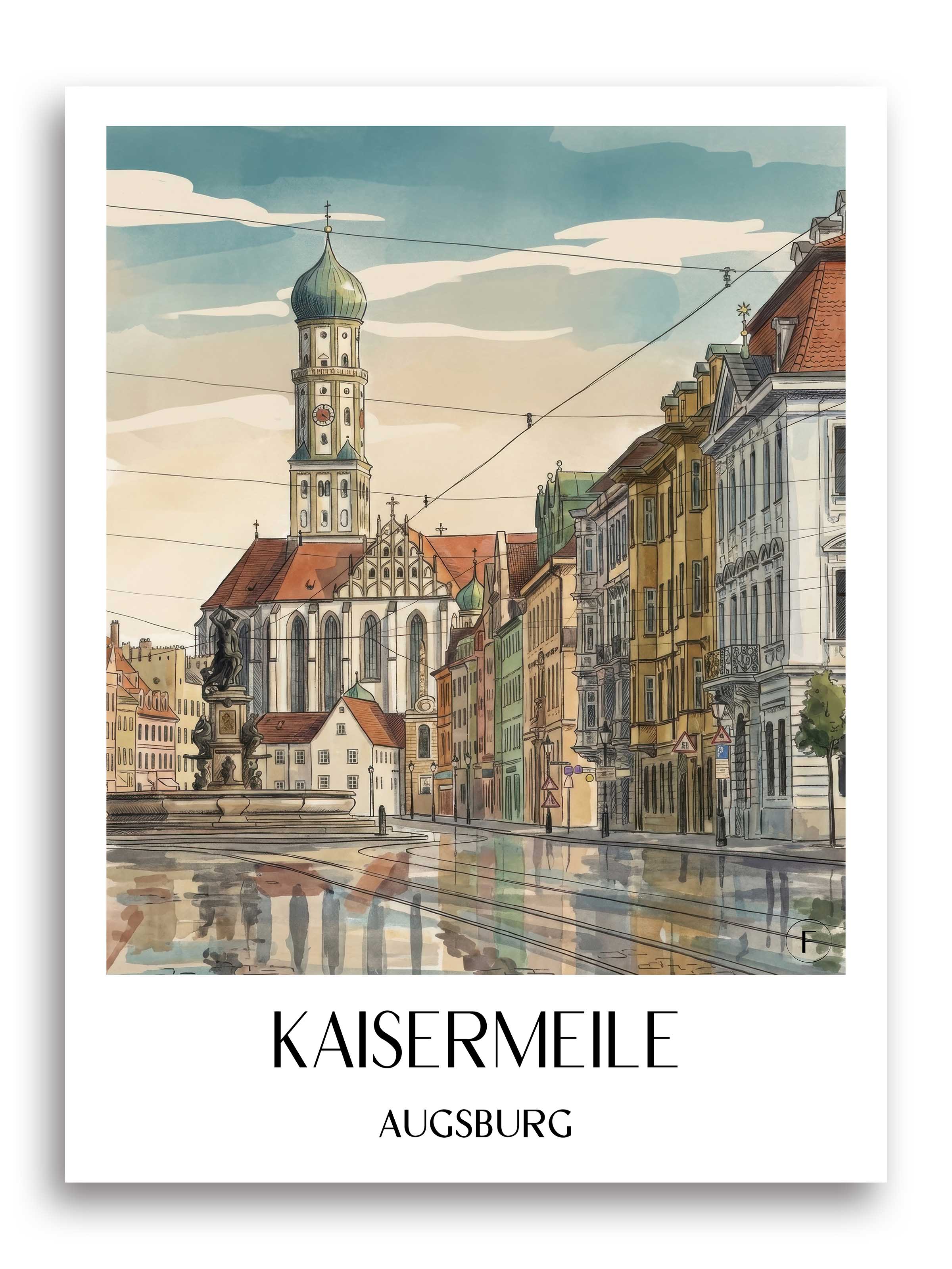 kaisermeile-augsburg-deutschland-poster-aquarell