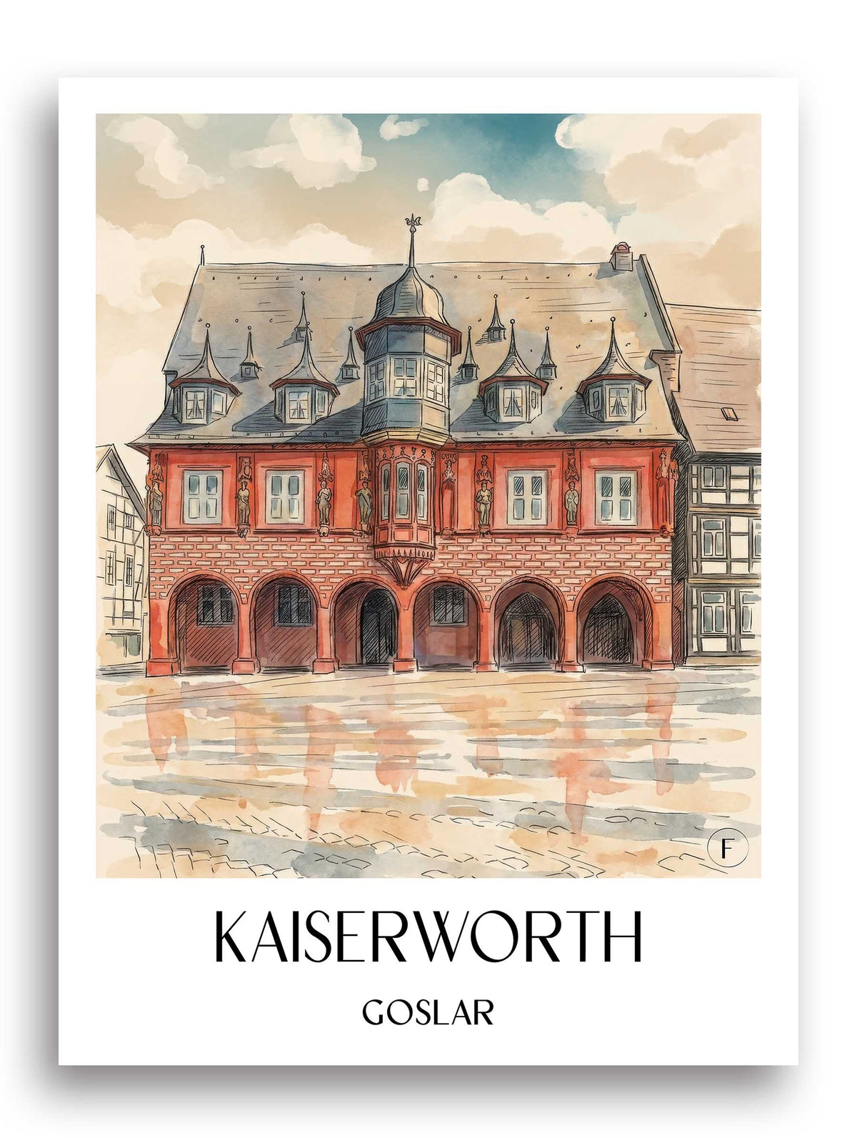 Kaiserworth Poster - Goslar - Deutschland Kunstdruck - Aquarell von A4 bis A1 - favplace