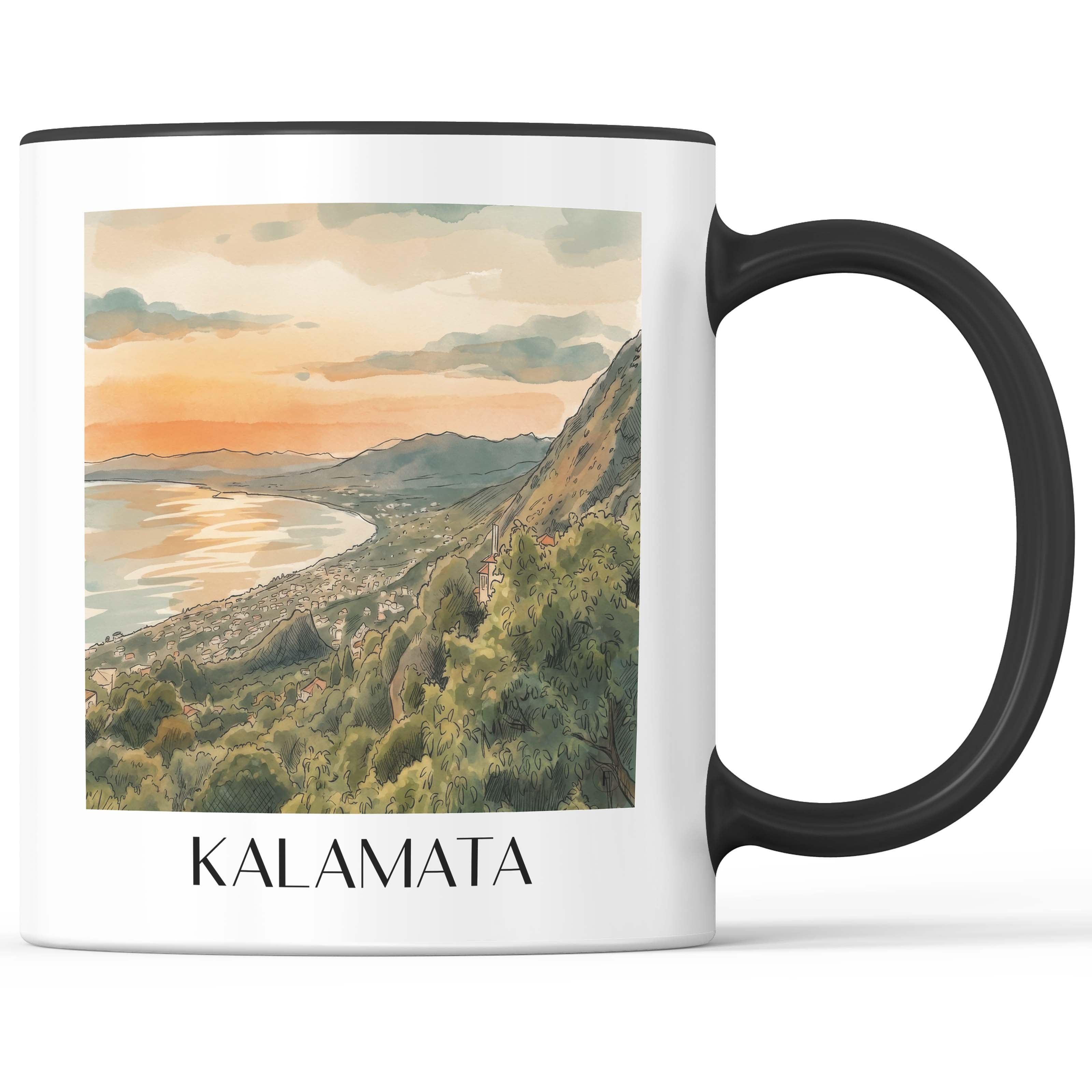 Kalamata - Griechenland Becher - Kaffeetasse im Aquarell Stil - favplace