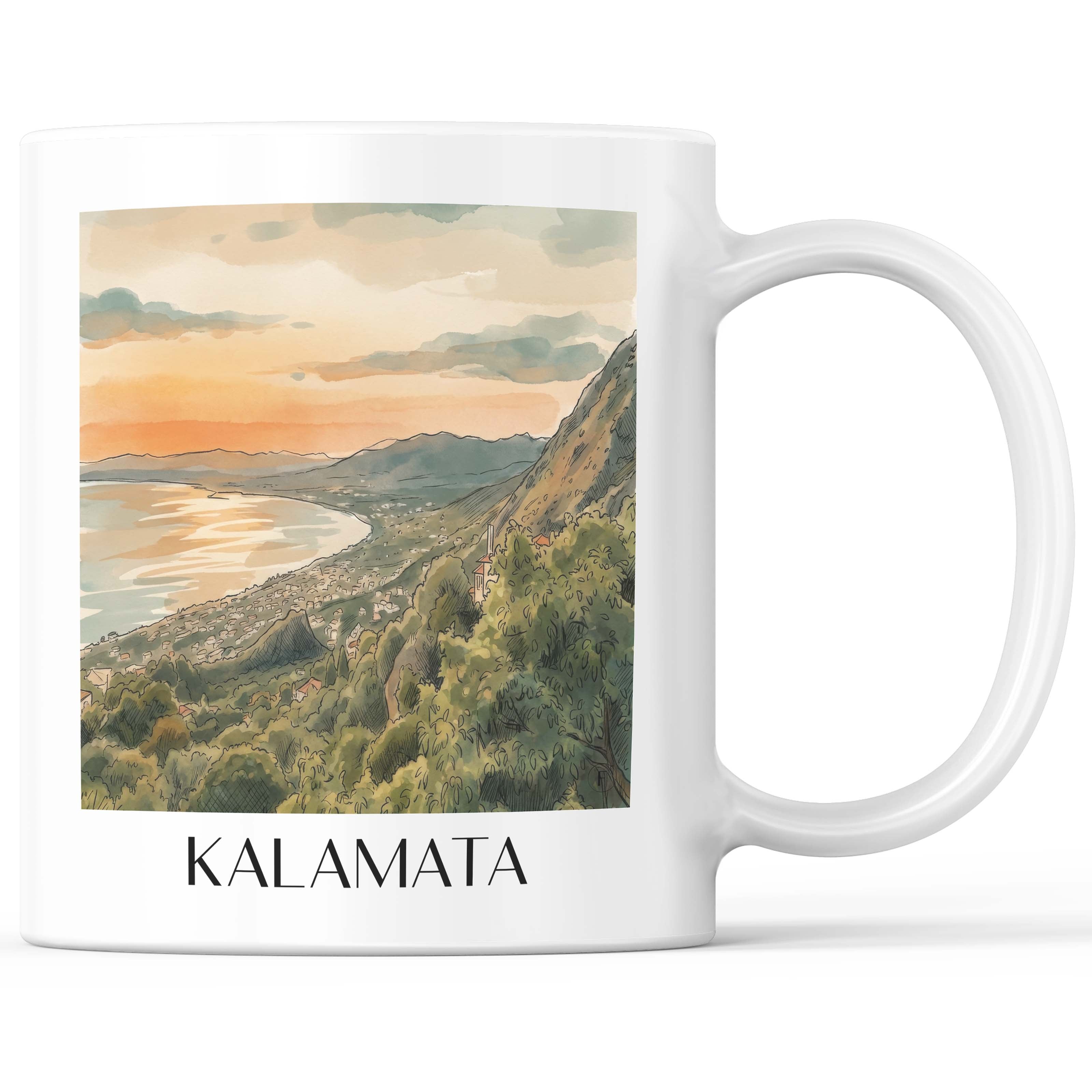 Kalamata - Griechenland Becher - Kaffeetasse im Aquarell Stil - favplace