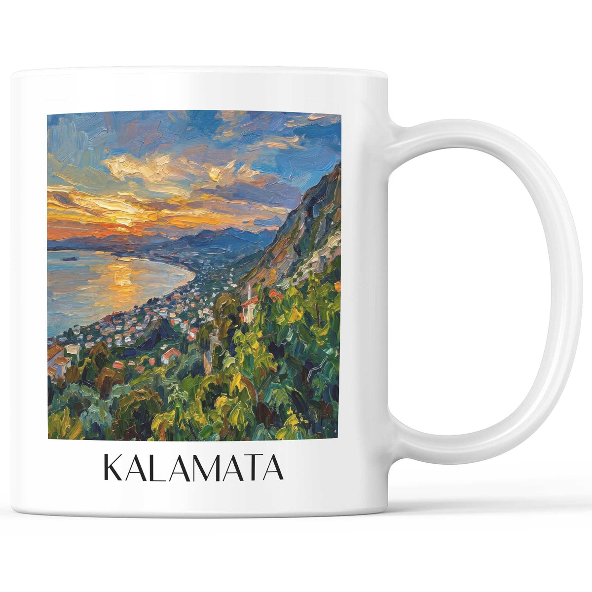 Kalamata - Griechenland Becher - Kaffeetasse im Ölgemälde Stil - favplace