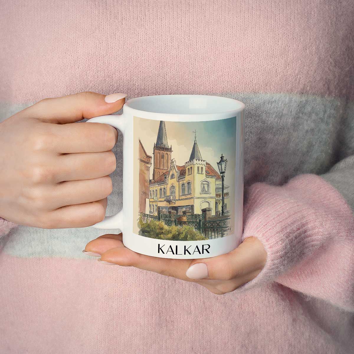 kalkar-niederrhein-deutschland-kaffeebecher-aquarell