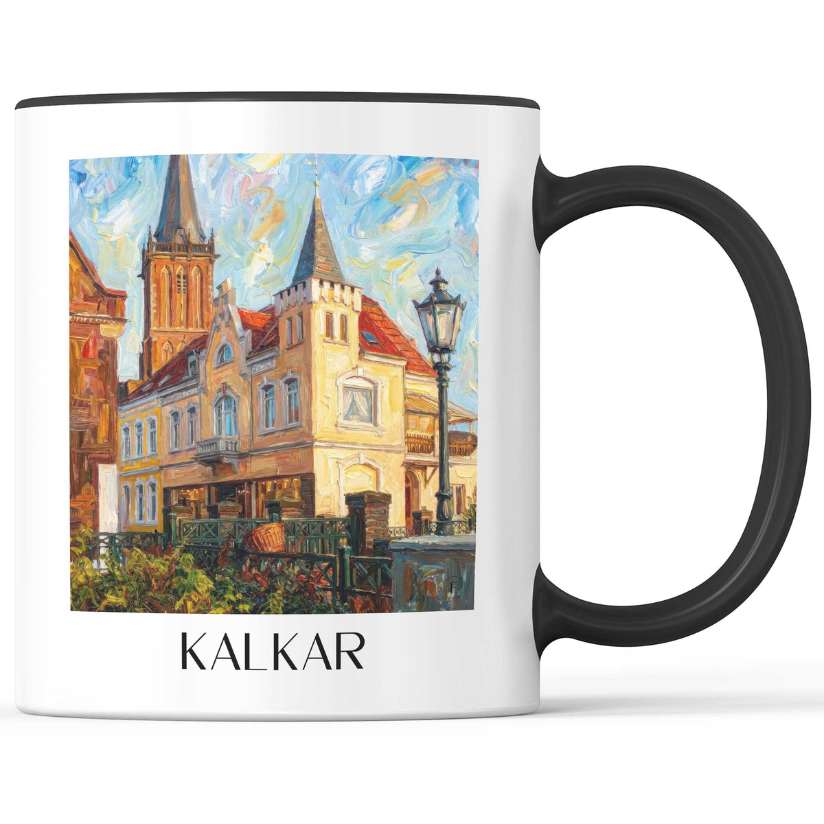 Kalkar Kaffeebecher - Niederrhein - Deutschland Becher - Kaffeetasse im Ölgemälde Stil - favplace