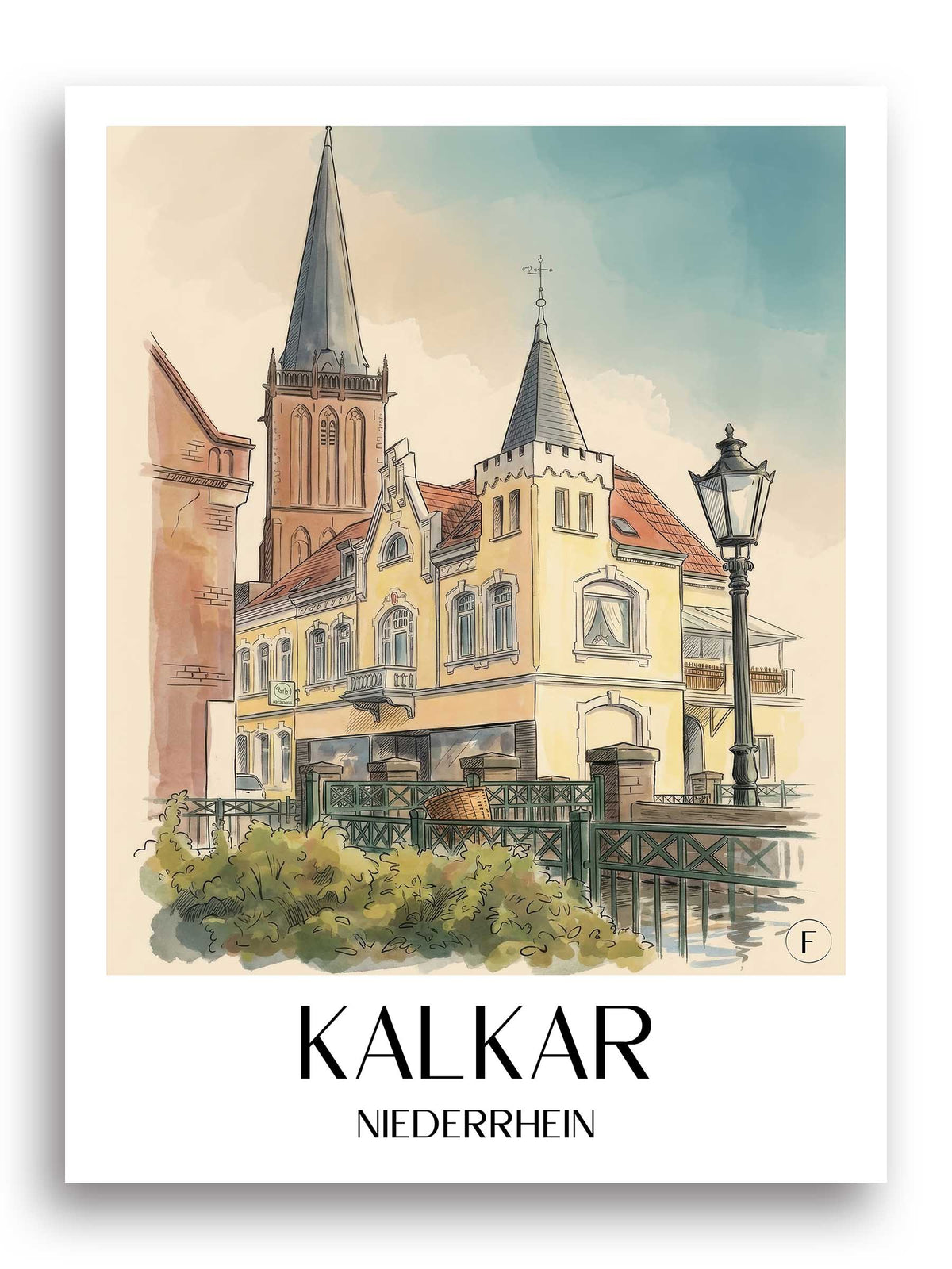 kalkar-niederrhein-deutschland-poster-aquarell