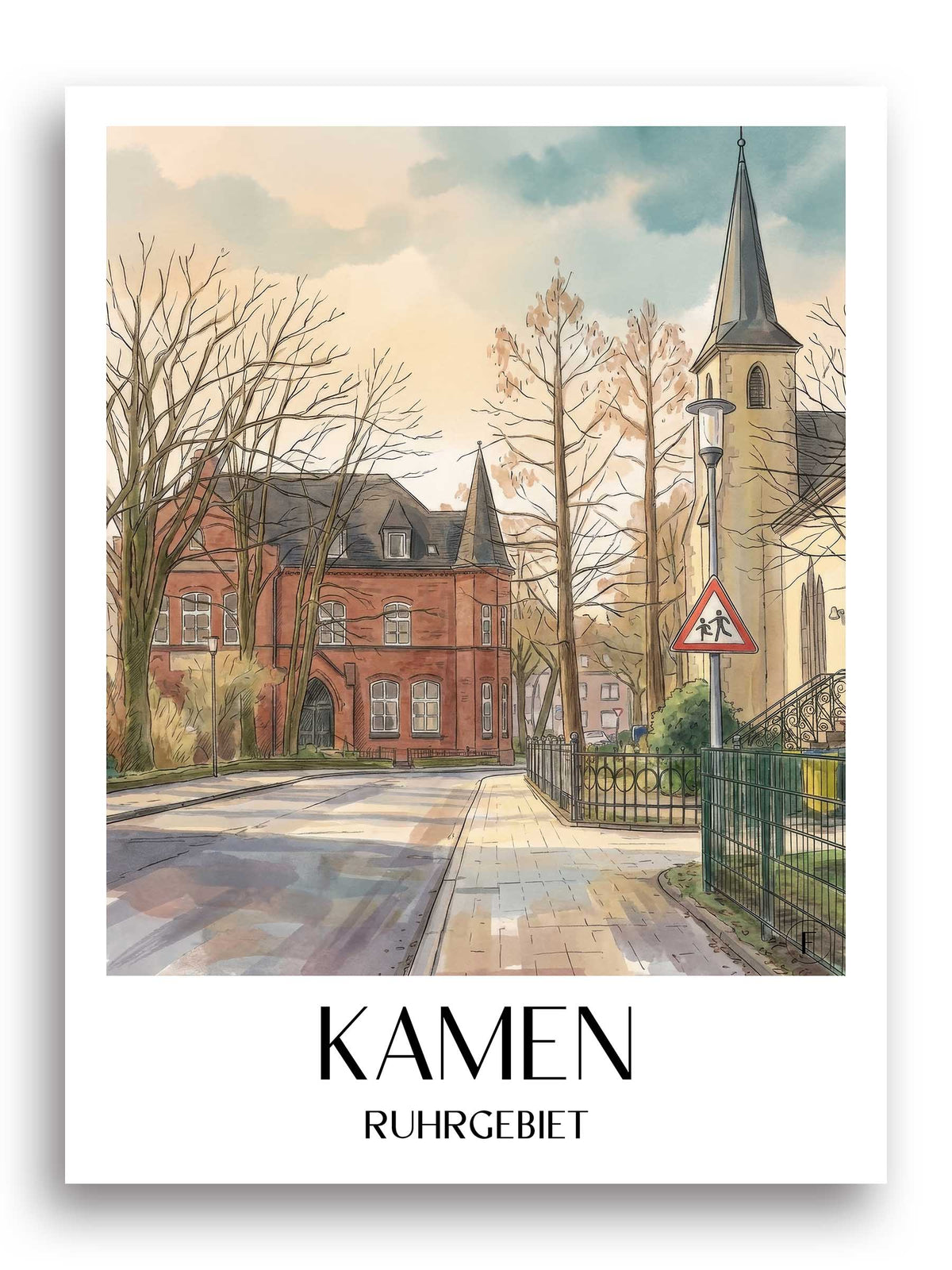 kamen-ruhrgebiet-deutschland-poster-aquarell